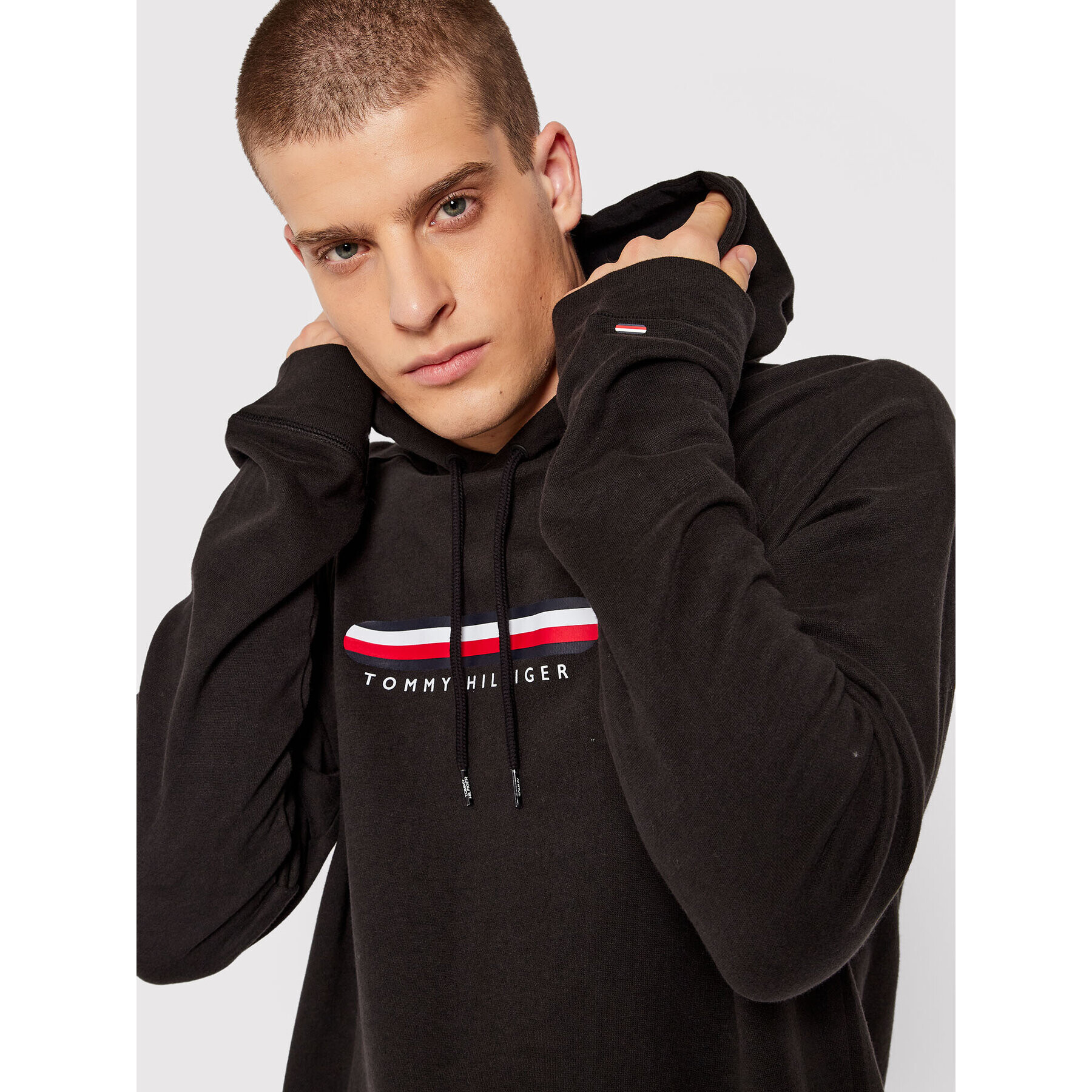 Tommy Hilfiger Pulóver Oh Hoodie UM0UM02385 Fekete Regular Fit - Pepit.hu