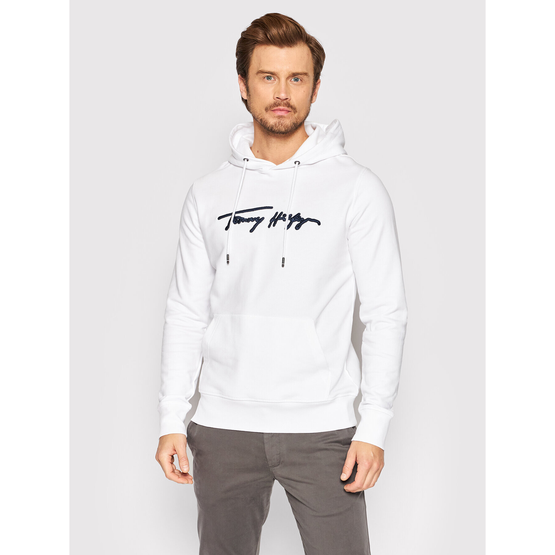 Tommy Hilfiger Pulóver Signature Graphic MW0MW25057 Fehér Regular Fit - Pepit.hu