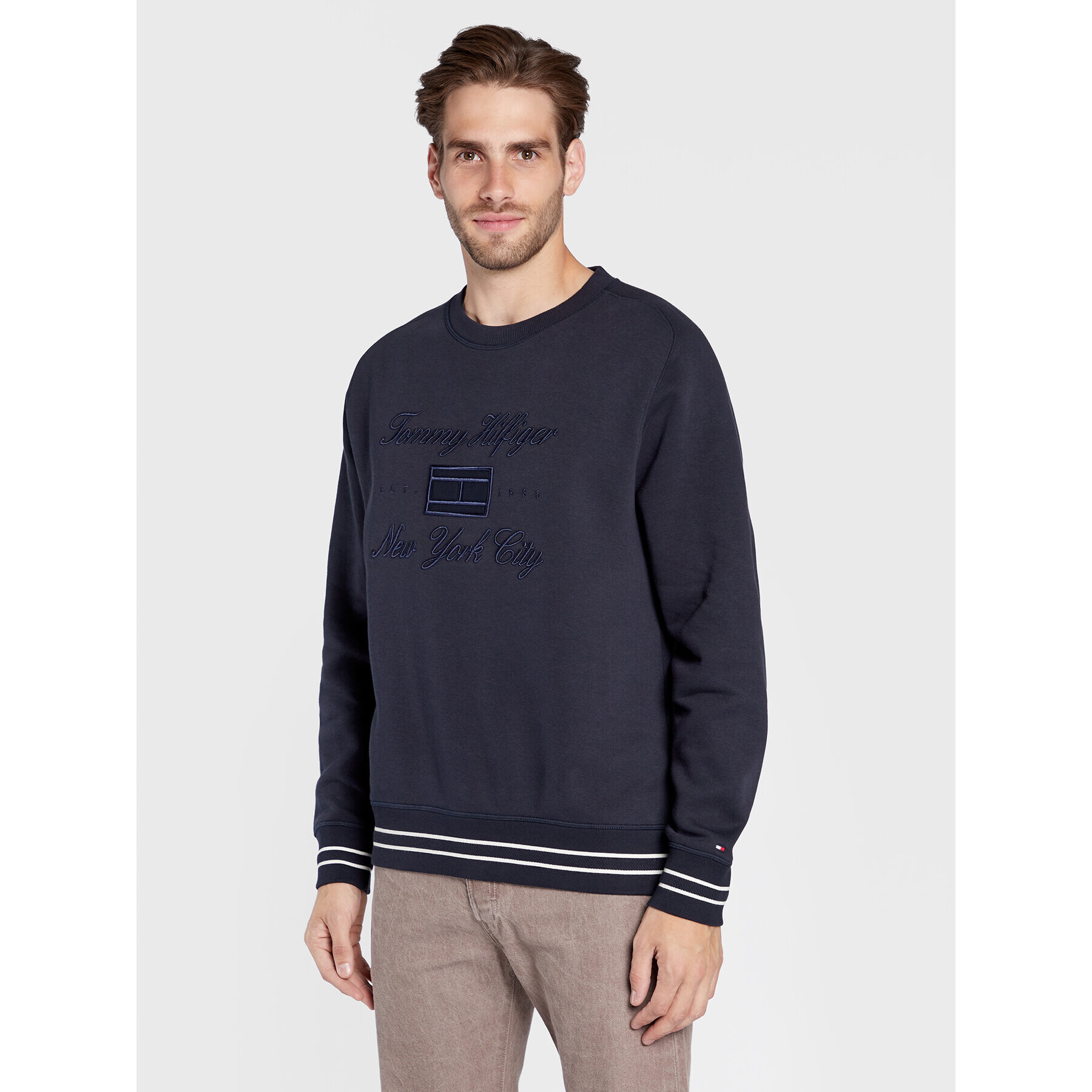 Tommy Hilfiger Pulóver Tipped Mixed MW0MW27895 Sötétkék Relaxed Fit - Pepit.hu