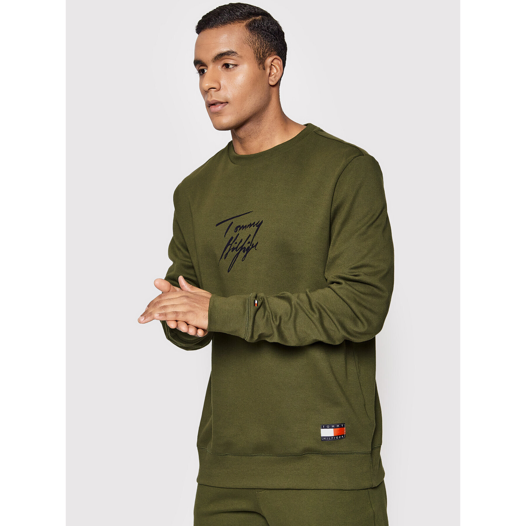 Tommy Hilfiger Pulóver Track UM0UM01798 Zöld Regular Fit - Pepit.hu