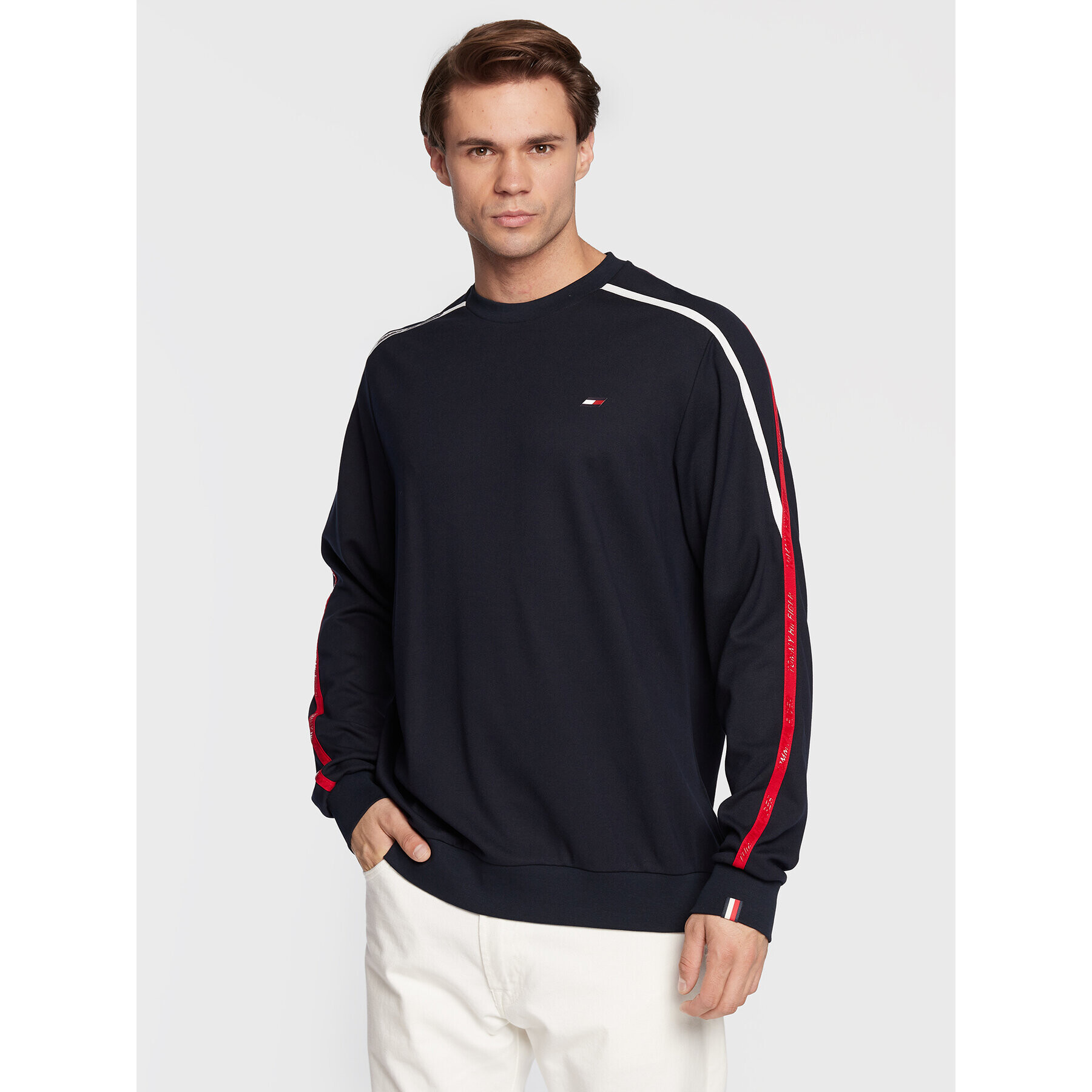 Tommy Hilfiger Pulóver Trim MW0MW27552 Sötétkék Relaxed Fit - Pepit.hu