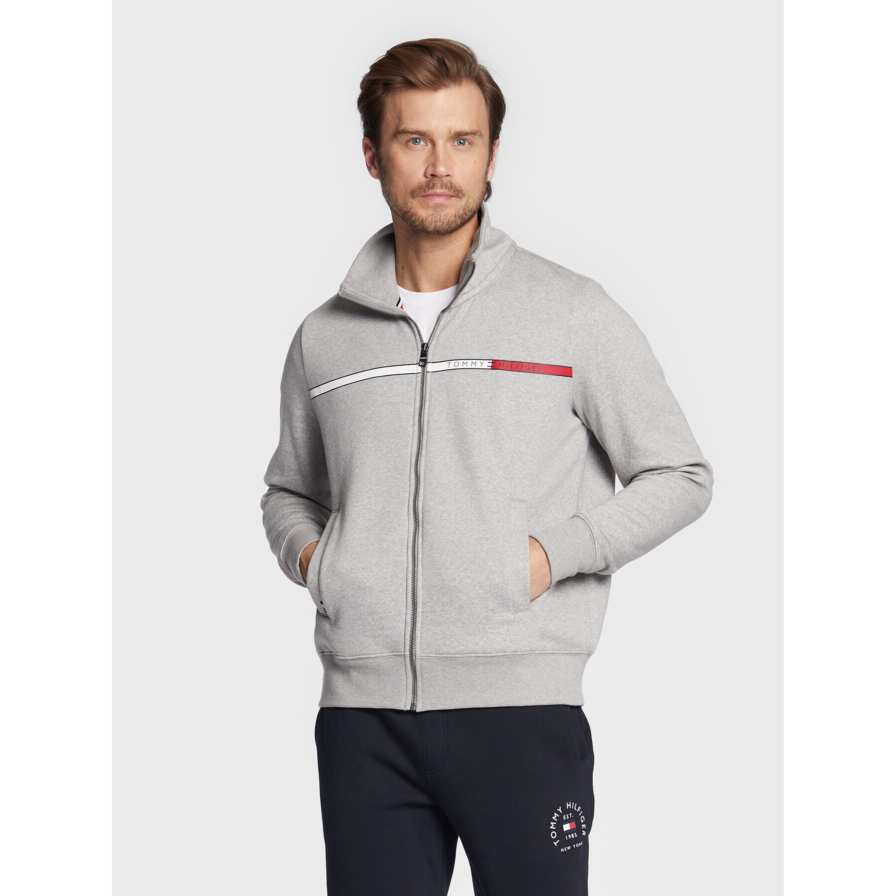 Tommy Hilfiger Pulóver Two Tone MW0MW28759 Szürke Regular Fit - Pepit.hu