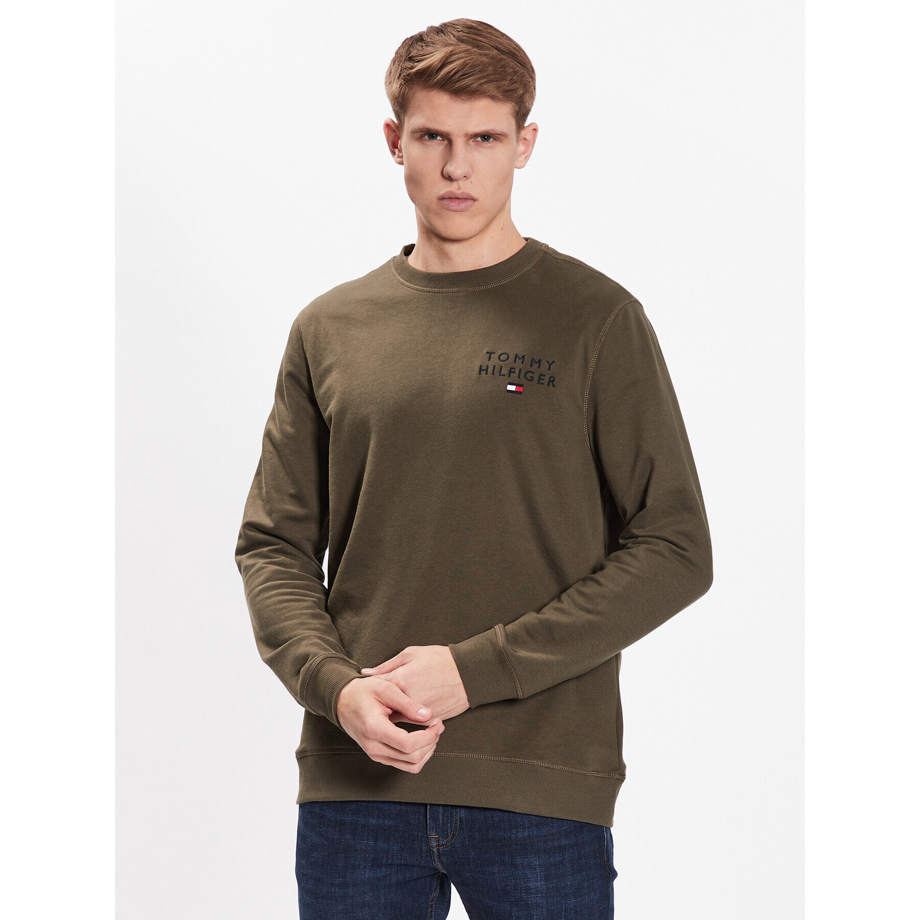 Tommy Hilfiger Pulóver UM0UM02878 Khaki Regular Fit - Pepit.hu