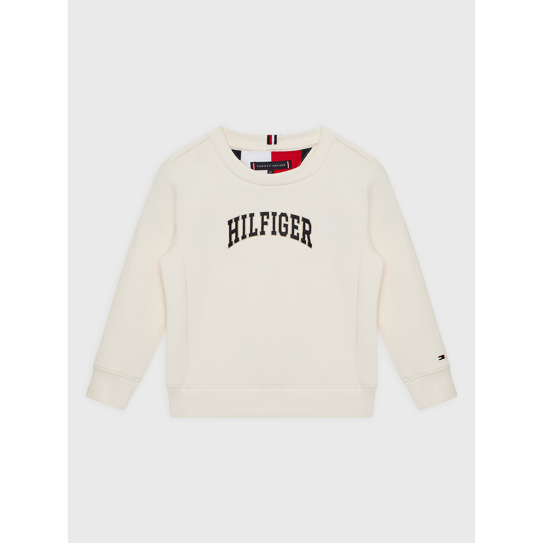 Tommy Hilfiger Pulóver Varsity KB0KB07661 Ekru Regular Fit - Pepit.hu