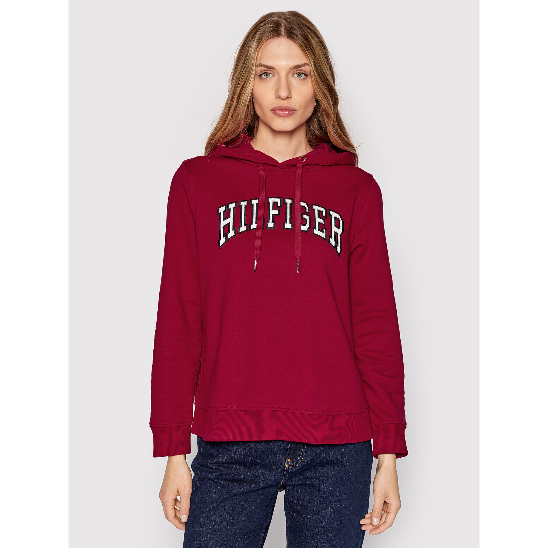 Tommy Hilfiger Pulóver Varsity WW0WW37316 Bordó Regular Fit - Pepit.hu