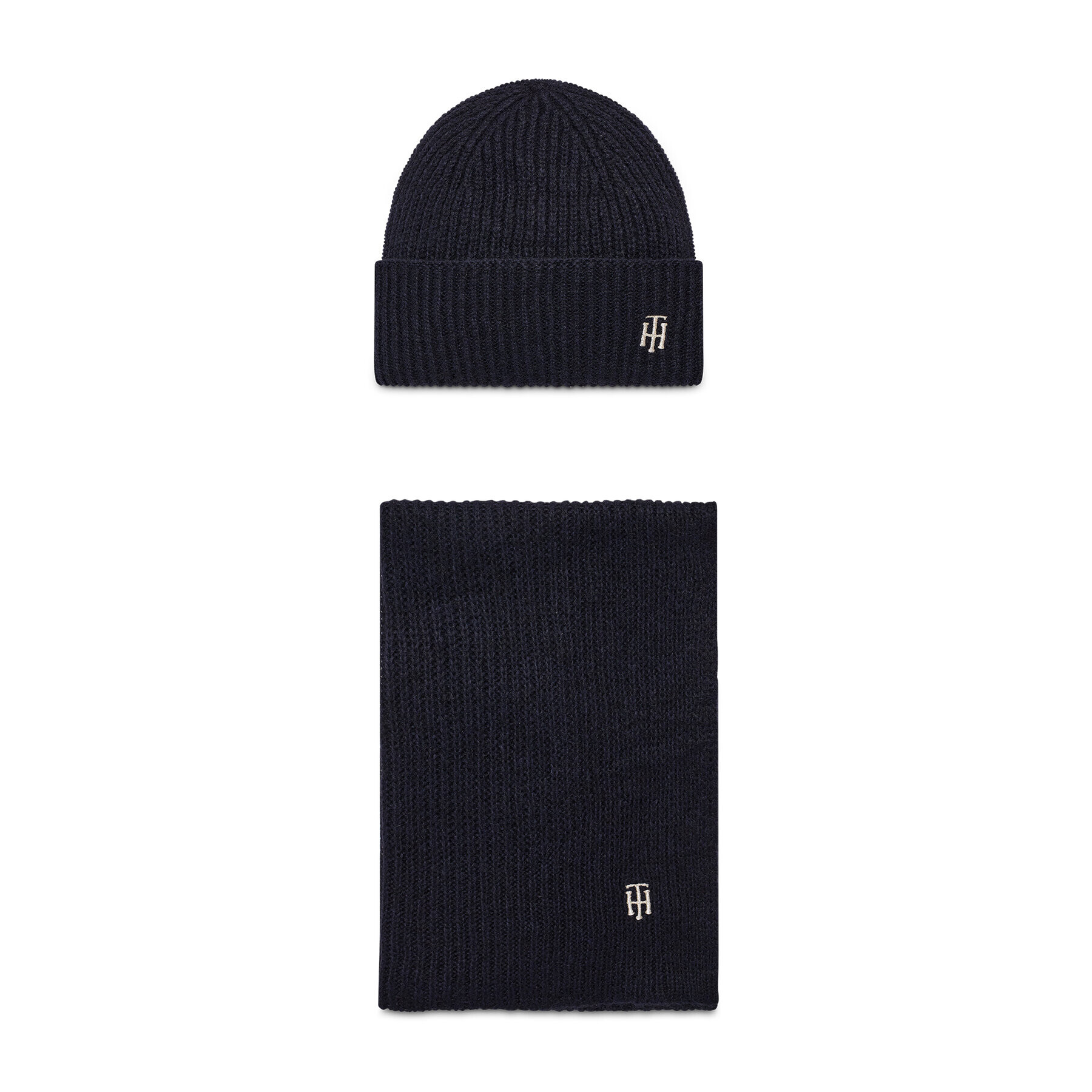 Tommy Hilfiger Sál és sapka szett Gp Th Effortless Scarf & Beanie AW0AW10855 Sötétkék - Pepit.hu