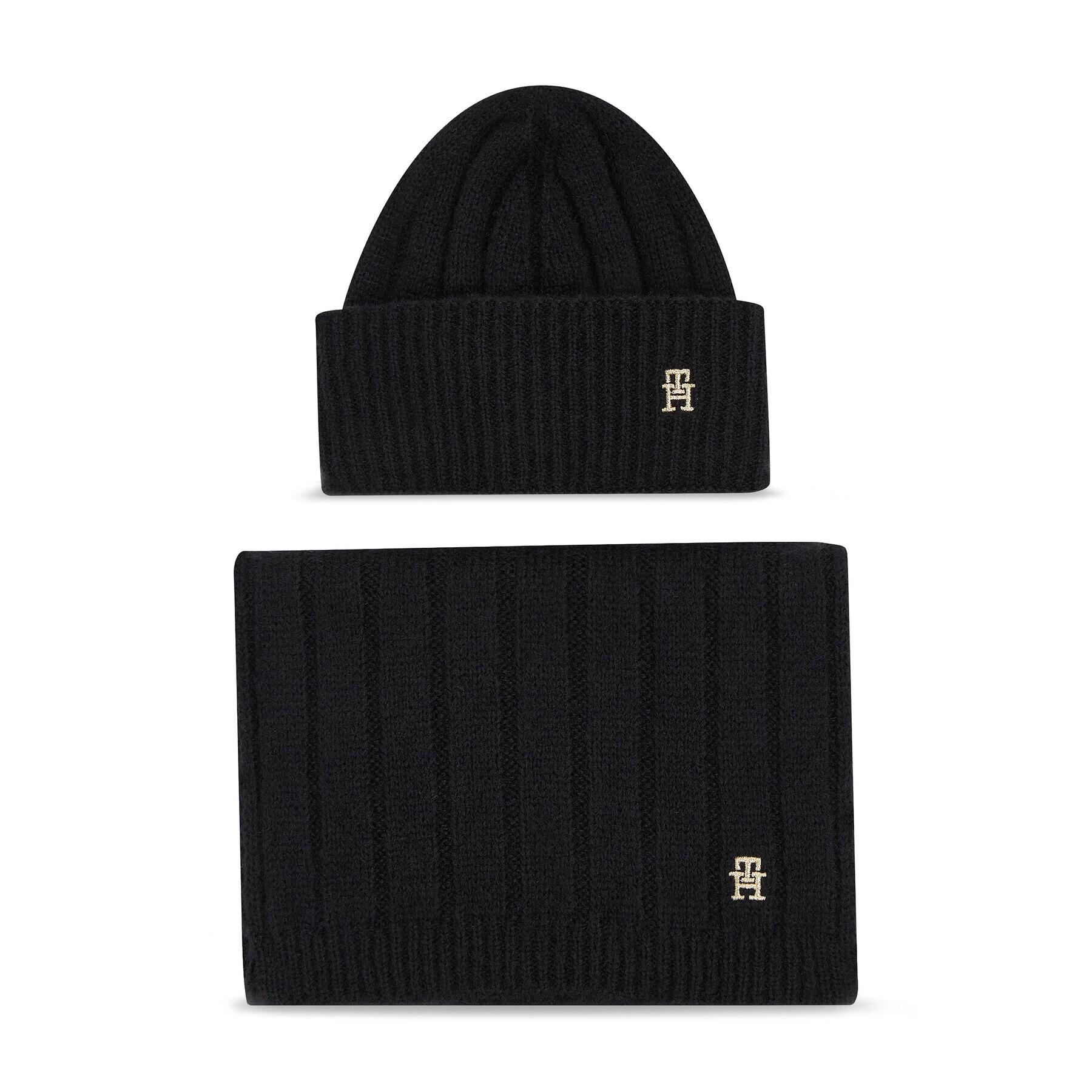 Tommy Hilfiger Sál és sapka szett Th Timeless Beanie + Scarf AW0AW15367BDS Fekete - Pepit.hu