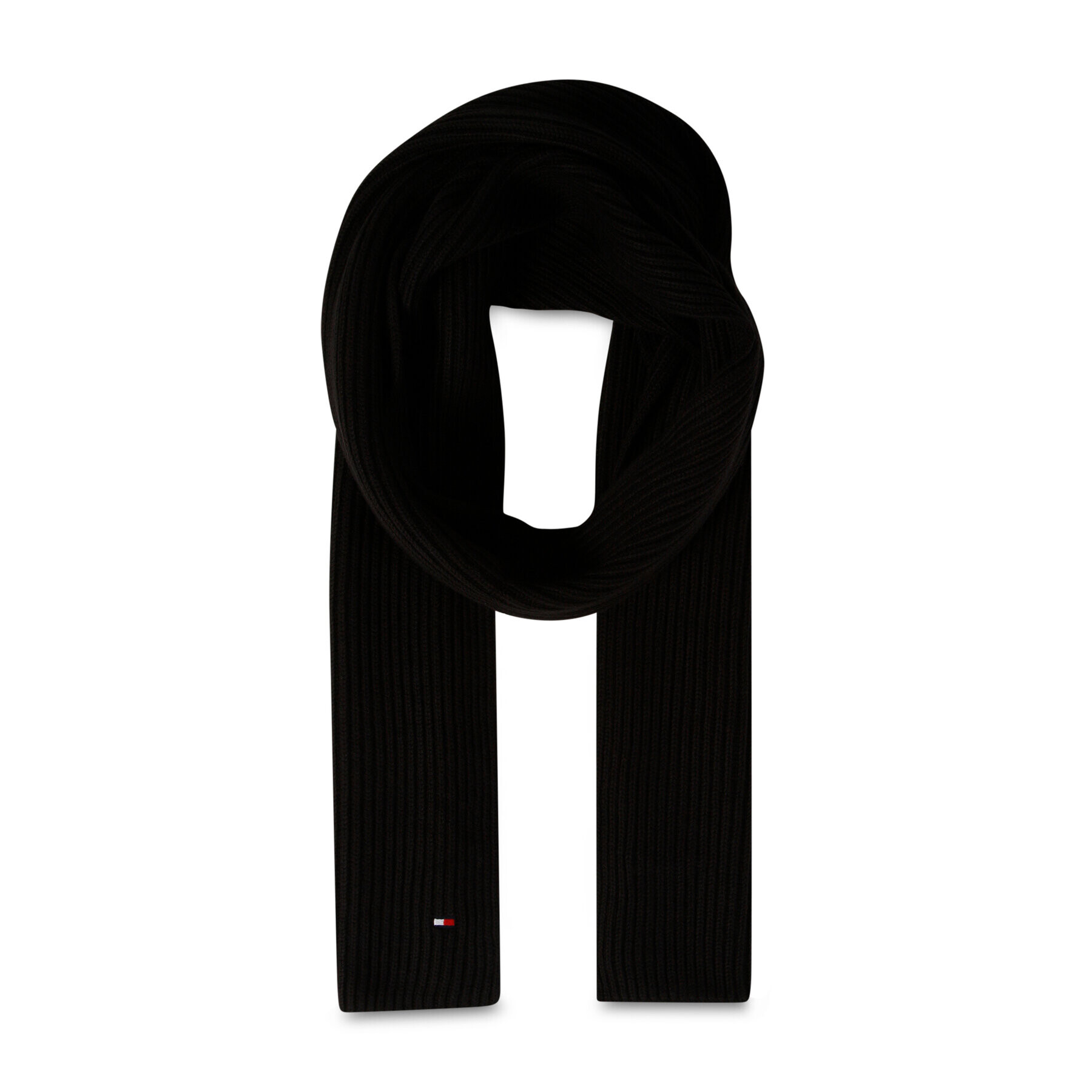 Tommy Hilfiger Sál Essential Flag Knitted Scarf AM0AM10365 Fekete - Pepit.hu