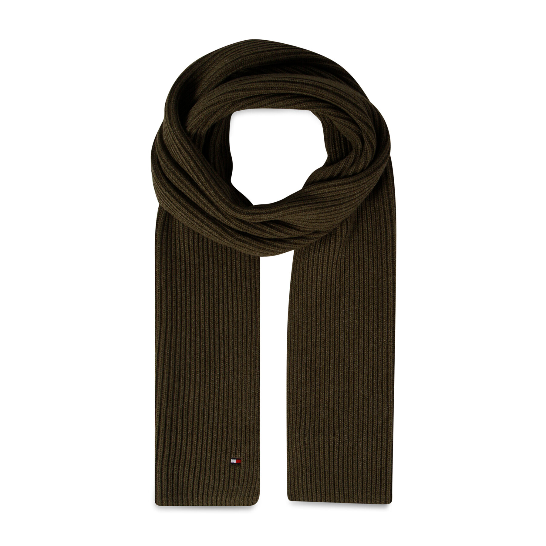 Tommy Hilfiger Sál Essential Flag Knitted Scarf AM0AM10365 Khaki - Pepit.hu