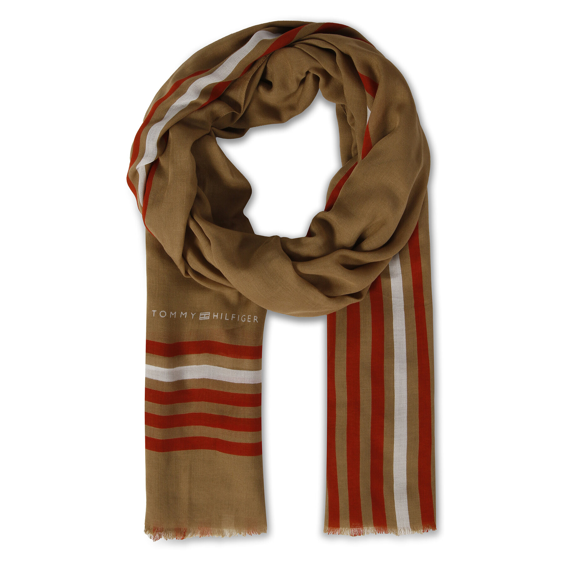 Tommy Hilfiger Sál Essential Flag Scarf AW0AW13890 Khaki - Pepit.hu