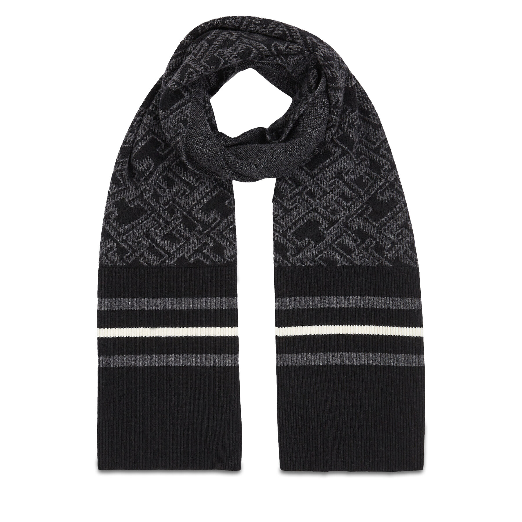 Tommy Hilfiger Sál Monogram Aop Scarf AM0AM12110 Fekete - Pepit.hu