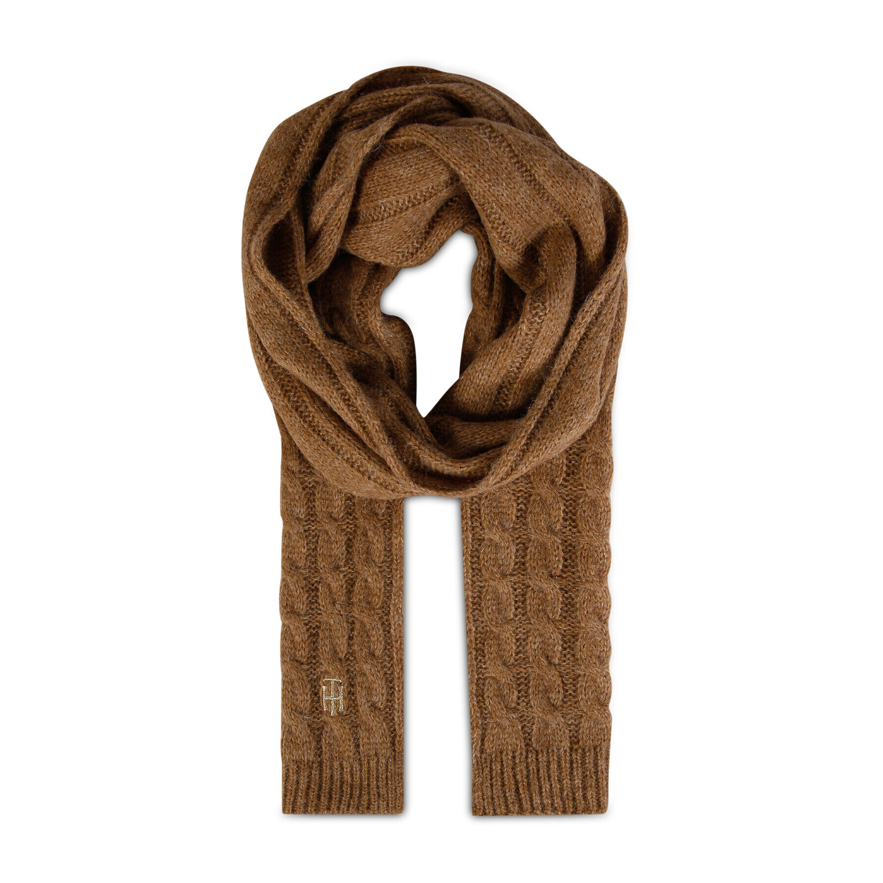 Tommy Hilfiger Sál Th Timeless Scarf Cable AW0AW14011 Barna - Pepit.hu