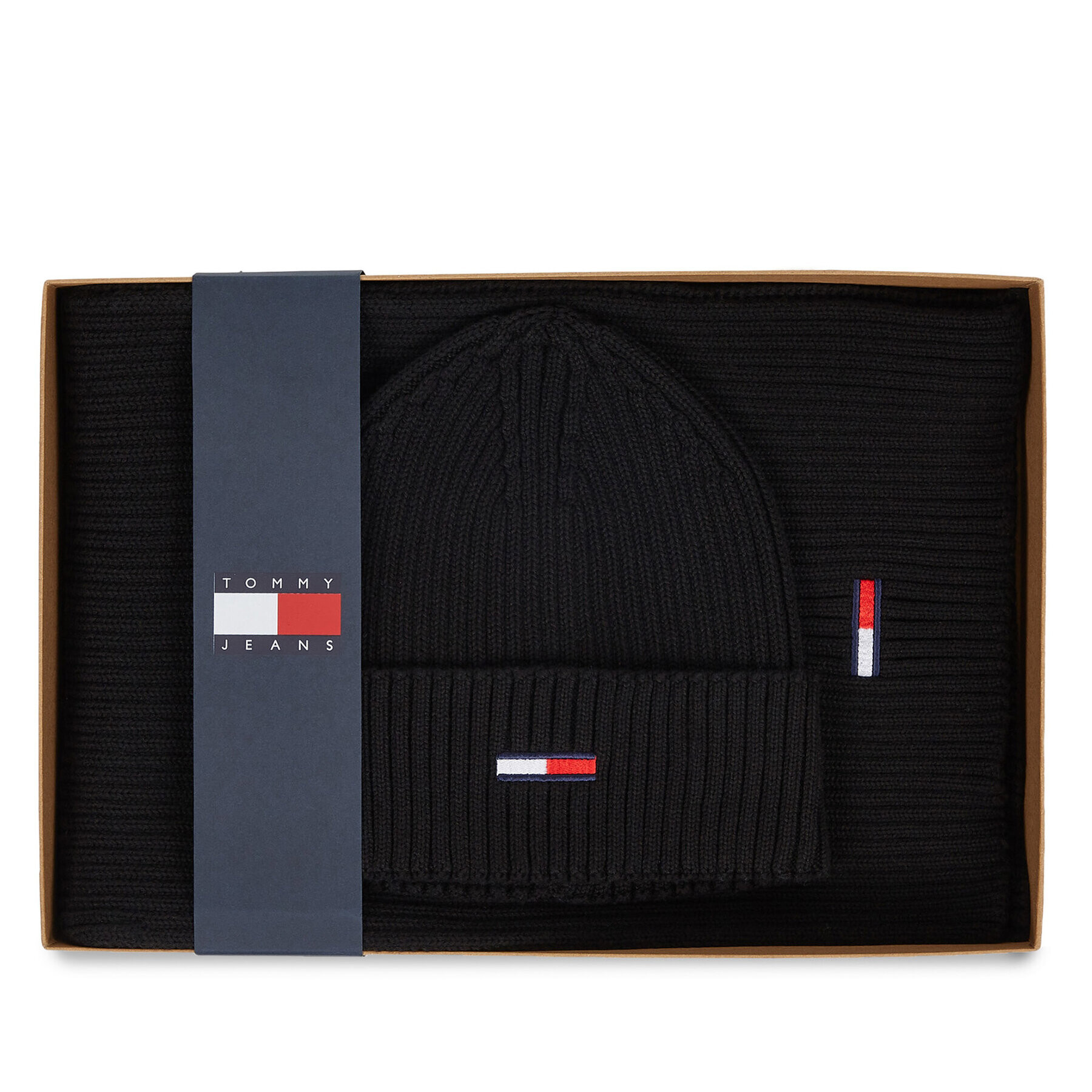 Tommy Hilfiger Sapka és körsál szett Tjw Flag Beanie And Scarf AM0AM11677 Fekete - Pepit.hu