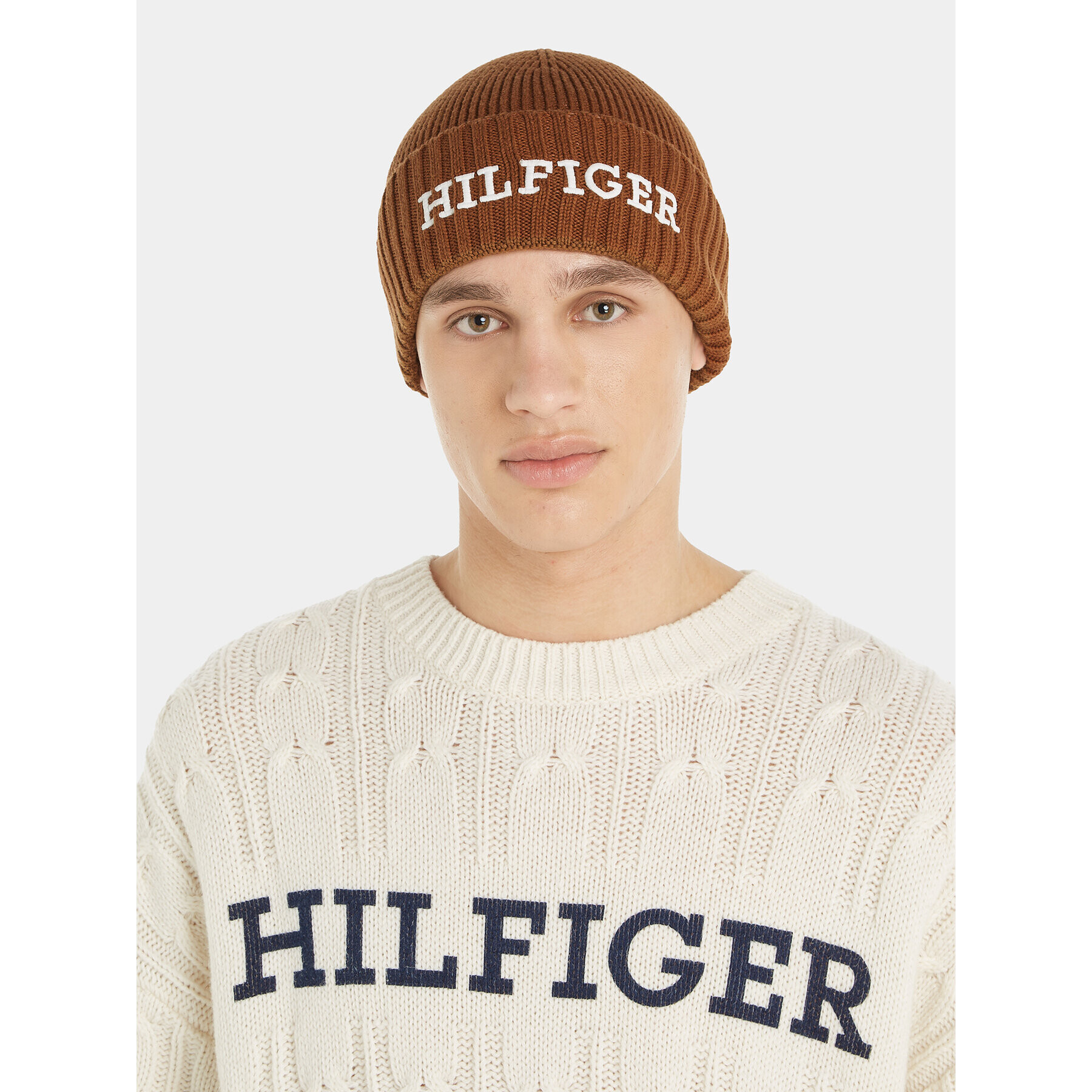 Tommy Hilfiger Sapka Monotype Beanie AM0AM11737 Bézs - Pepit.hu