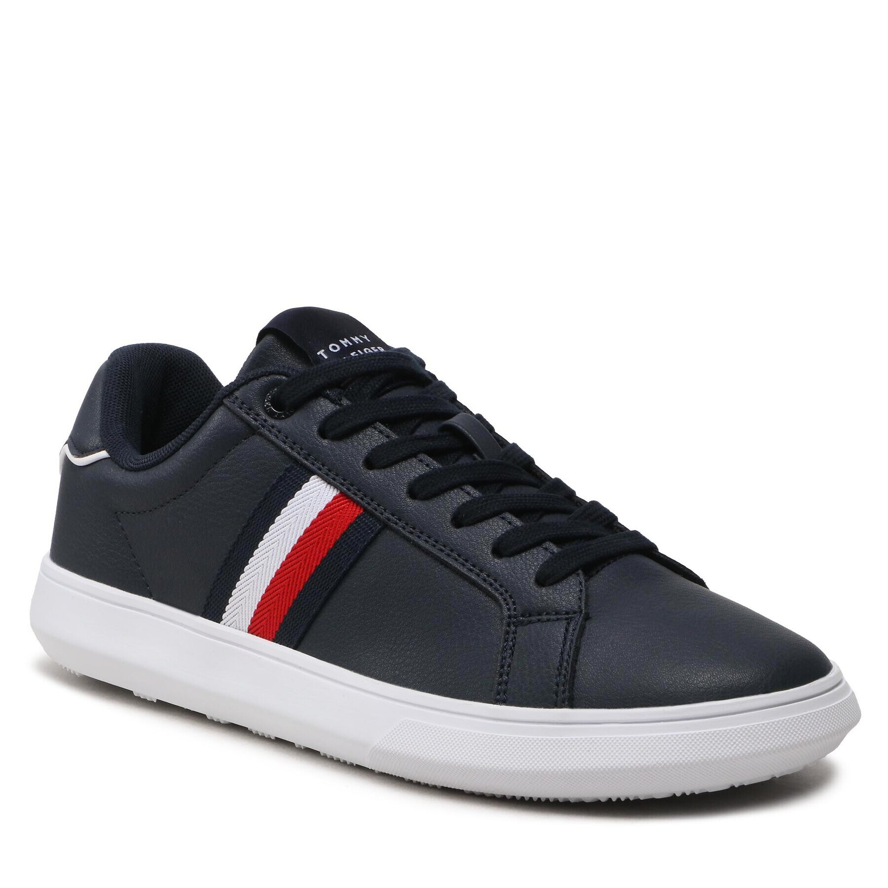 Tommy Hilfiger Sportcipő Corporate Leather Cup Stripes FM0FM04732 Sötétkék - Pepit.hu