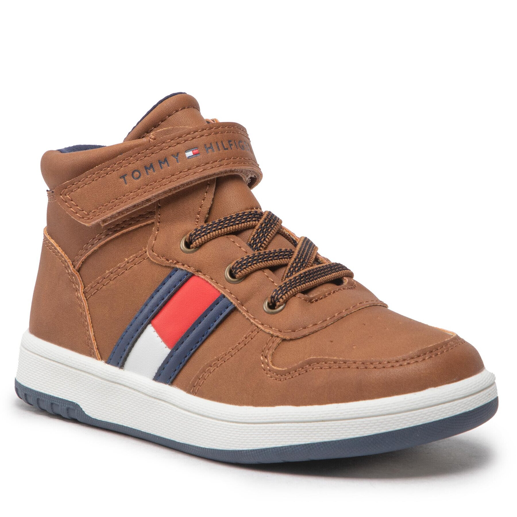 Tommy Hilfiger Sportcipő High Top Lace-Up Velcro Sneaker T3B9-32476-1351 S Barna - Pepit.hu