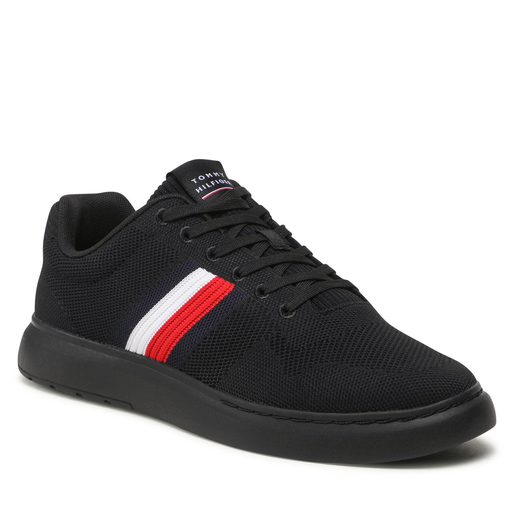 Tommy Hilfiger Sportcipő Lightweight Cupsole Knit Stripes FM0FM04587 Fekete - Pepit.hu