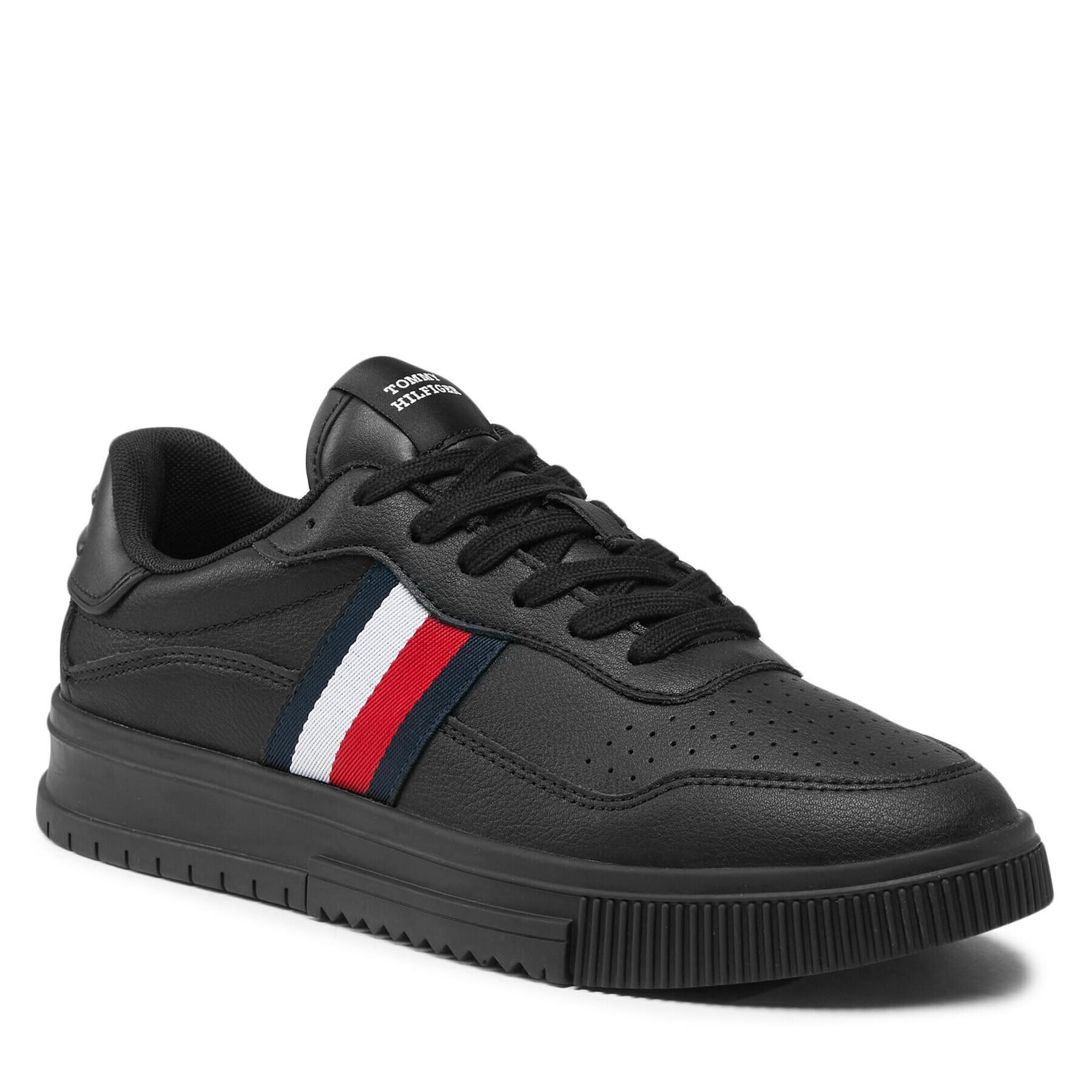 Tommy Hilfiger Sportcipő Supercup Leather Stripes FM0FM04824 Fekete - Pepit.hu