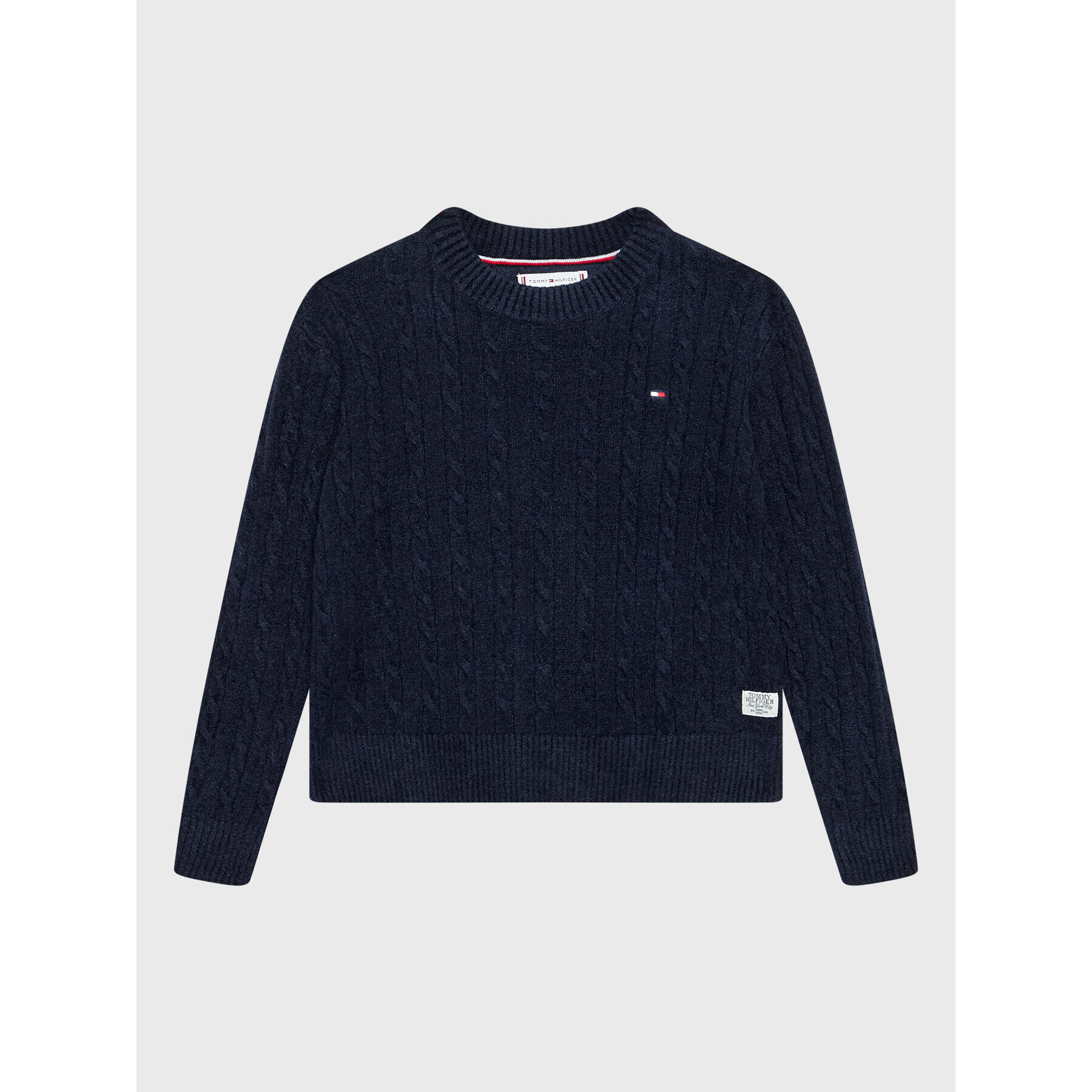 Tommy Hilfiger Sweater Chenille Cable KG0KG06908 Sötétkék Regular Fit - Pepit.hu