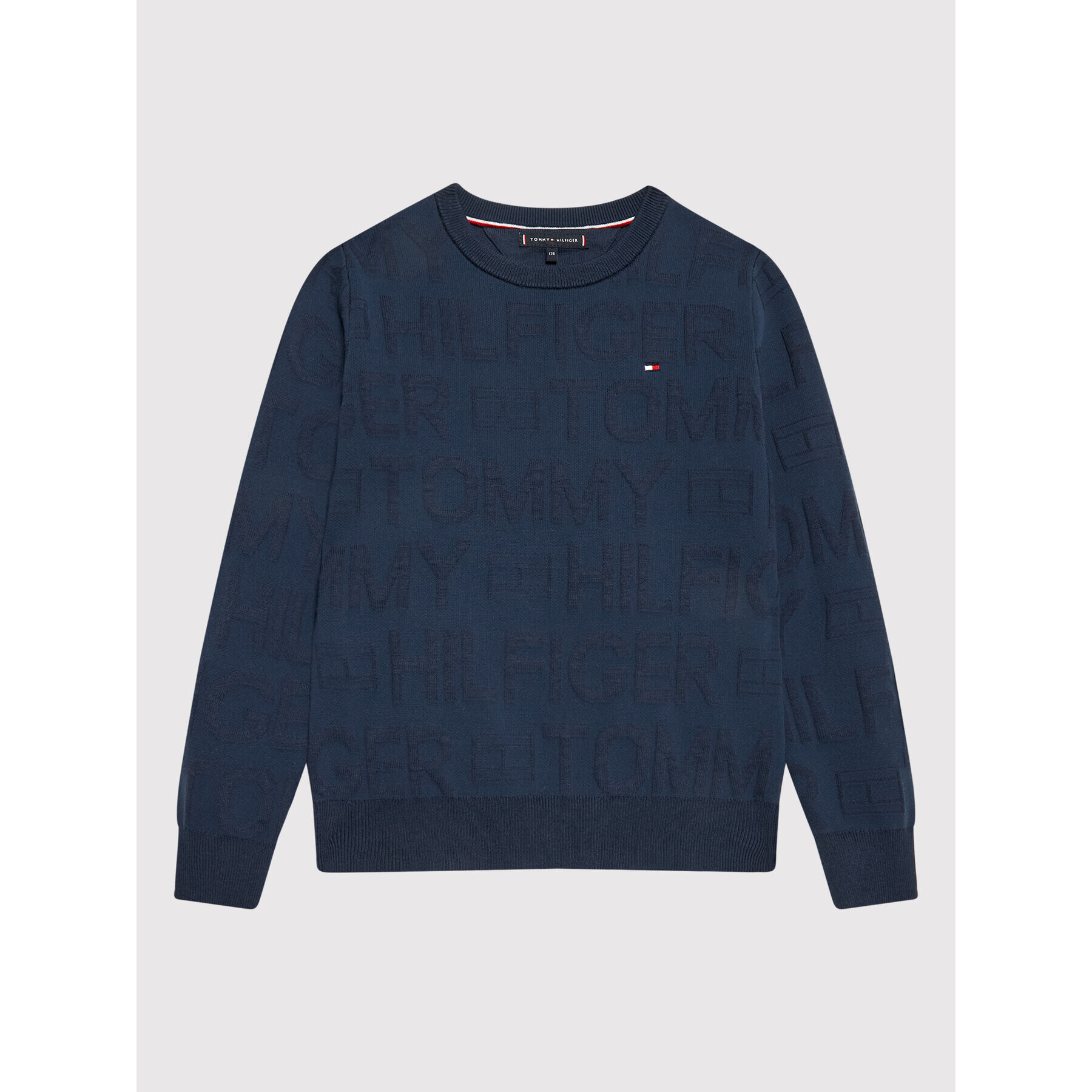 Tommy Hilfiger Sweater Jacquard All Over KB0KB06929 D Sötétkék Regular Fit - Pepit.hu