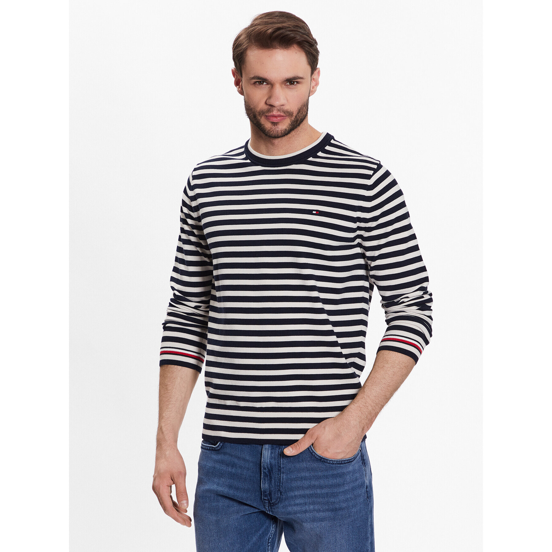 Tommy Hilfiger Sweater MW0MW21316 Sötétkék Regular Fit - Pepit.hu