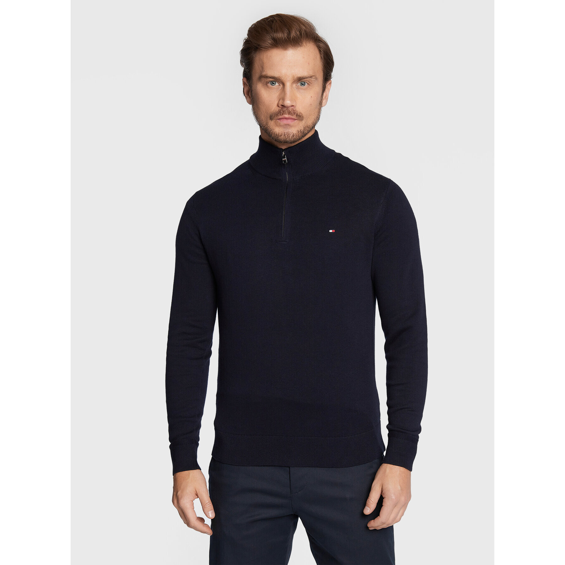 Tommy Hilfiger Sweater MW0MW28049 Sötétkék Regular Fit - Pepit.hu