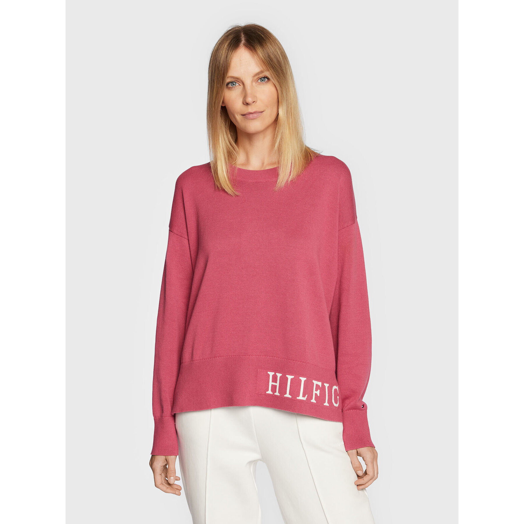 Tommy Hilfiger Sweater WW0WW35768 Rózsaszín Relaxed Fit - Pepit.hu