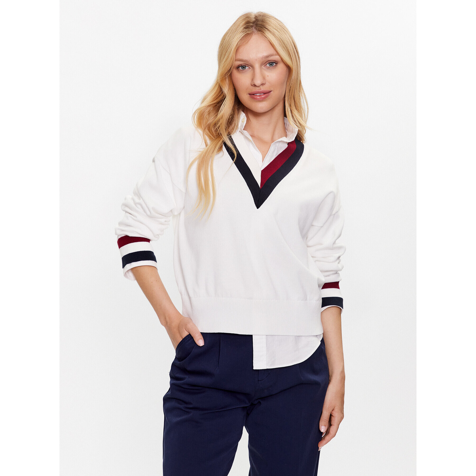 Tommy Hilfiger Sweater WW0WW39006 Fehér Relaxed Fit - Pepit.hu