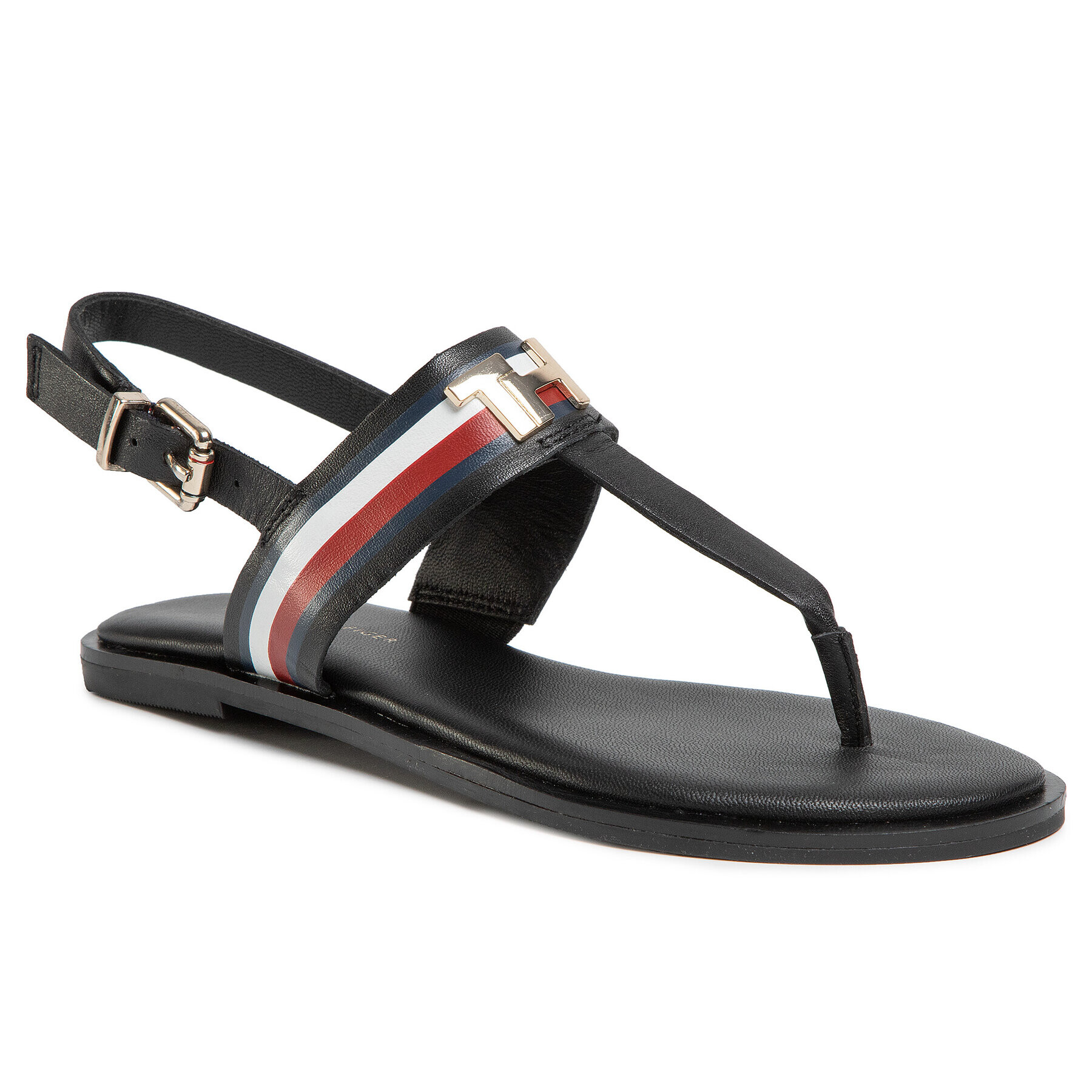 Tommy Hilfiger Szandál Corporate Letaher Fat Sandal FW0FW04840 Fekete - Pepit.hu