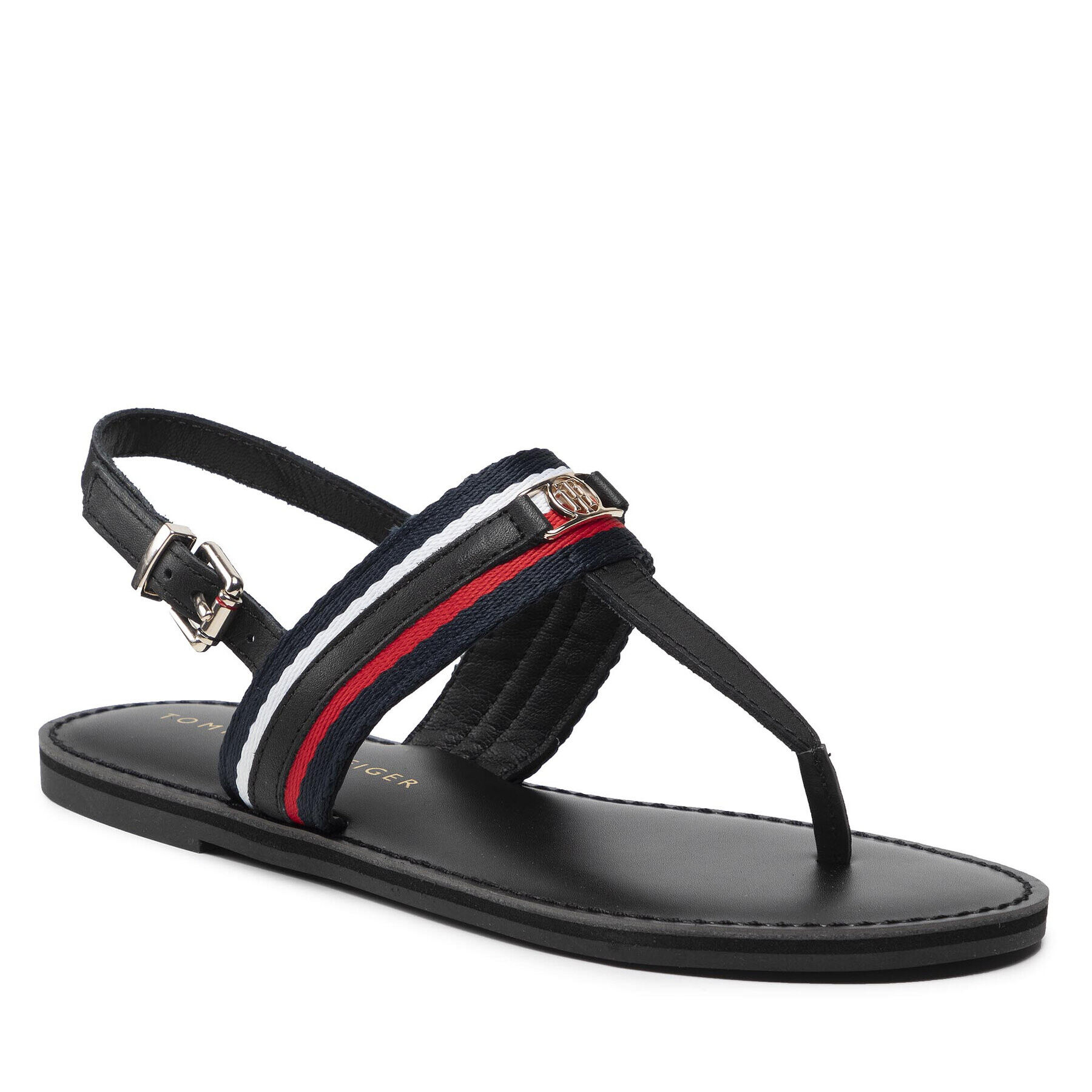 Tommy Hilfiger Szandál Corporate Th Webbing Flat Sandal FW0FW06543 Fekete - Pepit.hu