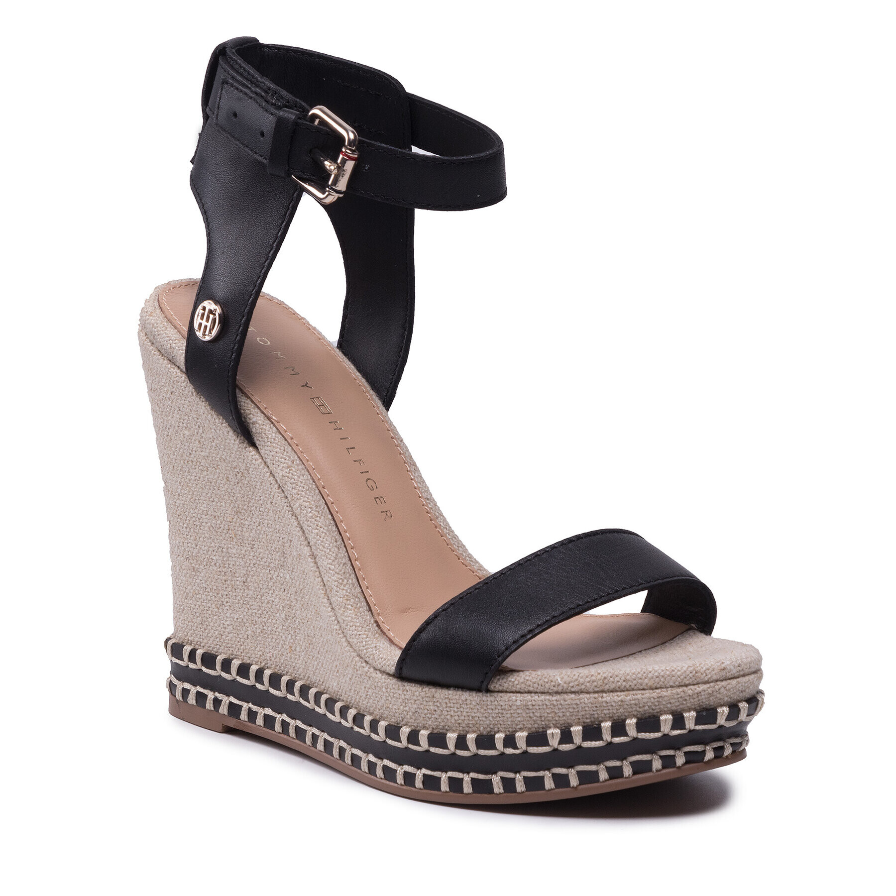 Tommy Hilfiger Szandál Elevated Signature Wedge Sandal FW0FW06296 Fekete - Pepit.hu