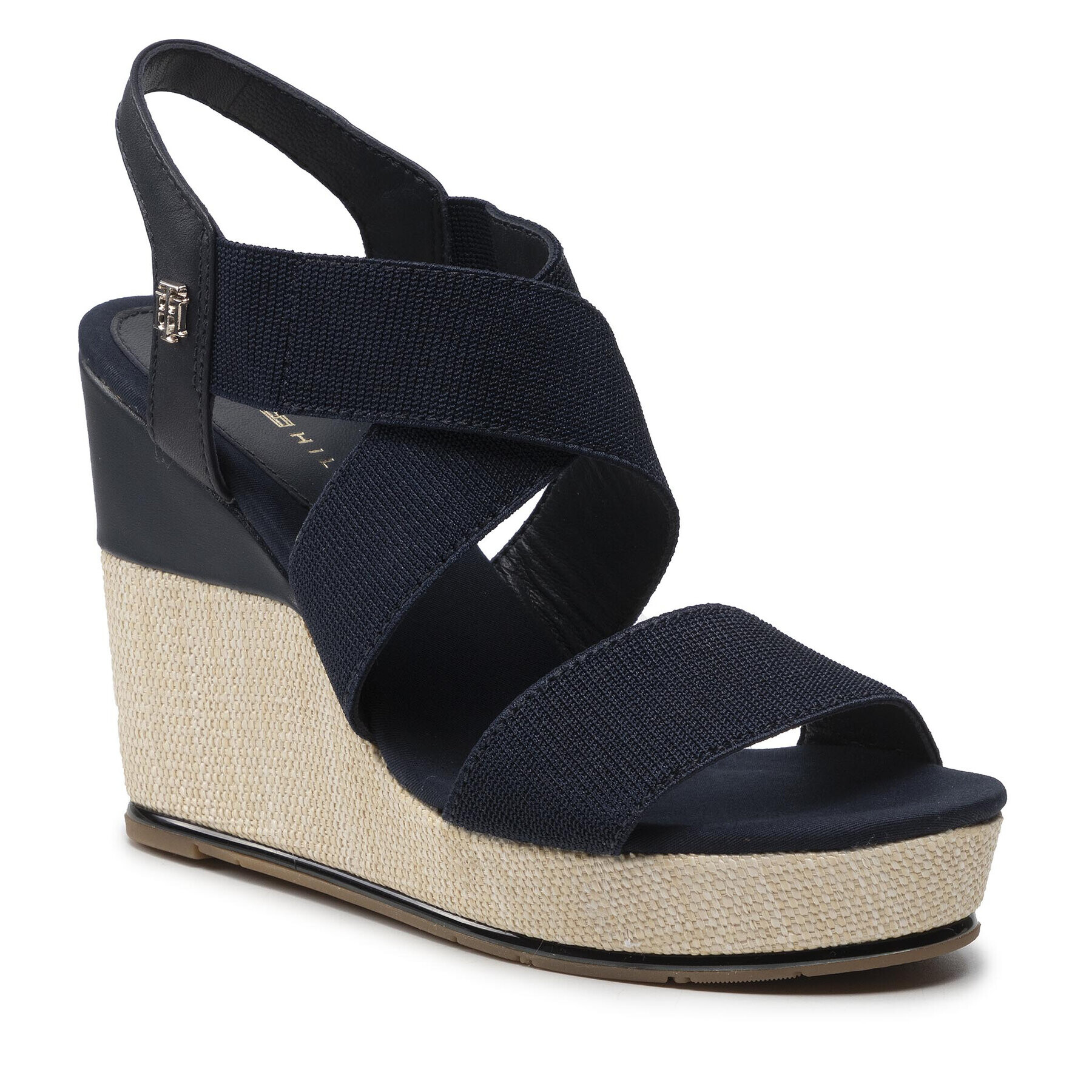 Tommy Hilfiger Szandál Essential Elastic High Wedge FW0FW06304 Sötétkék - Pepit.hu