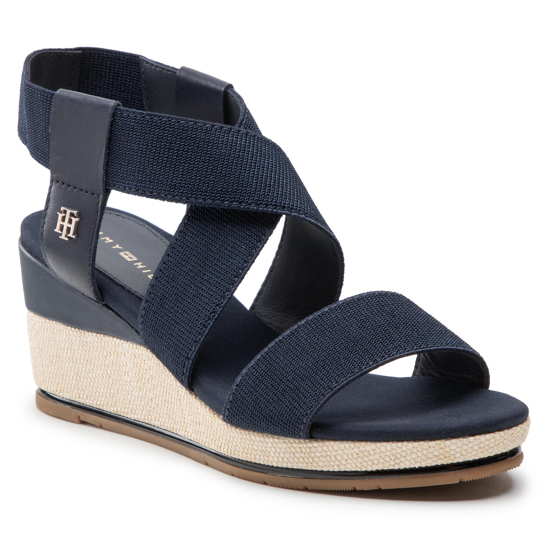 Tommy Hilfiger Szandál Essential Elastic Low Wedge FW0FW06305 Sötétkék - Pepit.hu