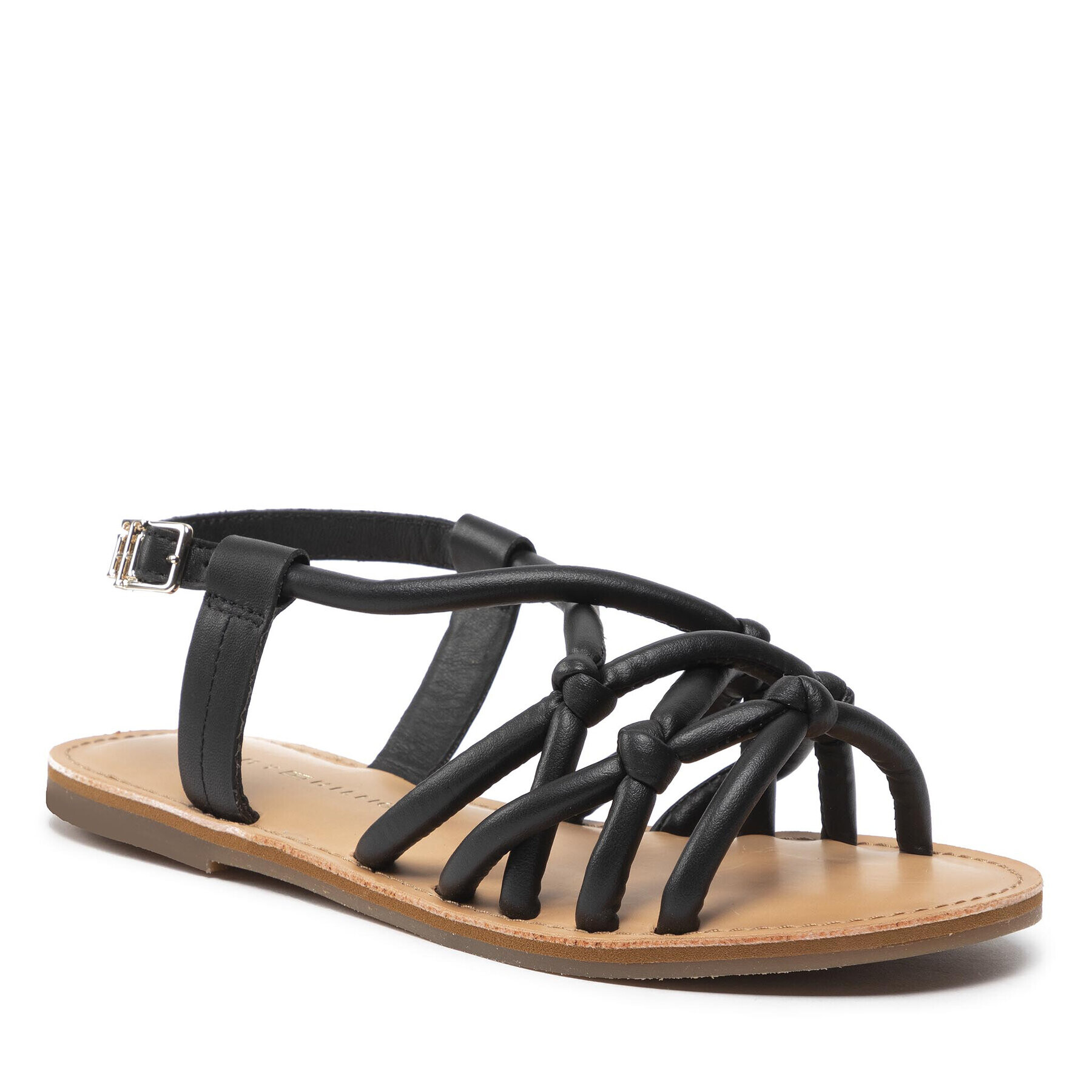 Tommy Hilfiger Szandál Flat Strappy Sandal FW0FW06668 Fekete - Pepit.hu