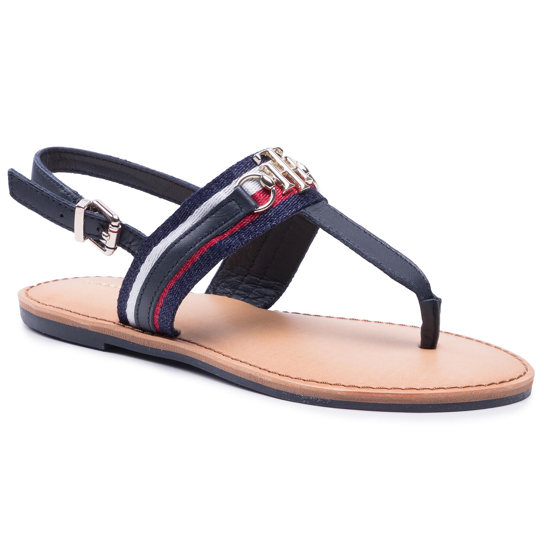 Tommy Hilfiger Szandál Shimmery Ribbon Flat Sandal FW0FW05629 Sötétkék - Pepit.hu