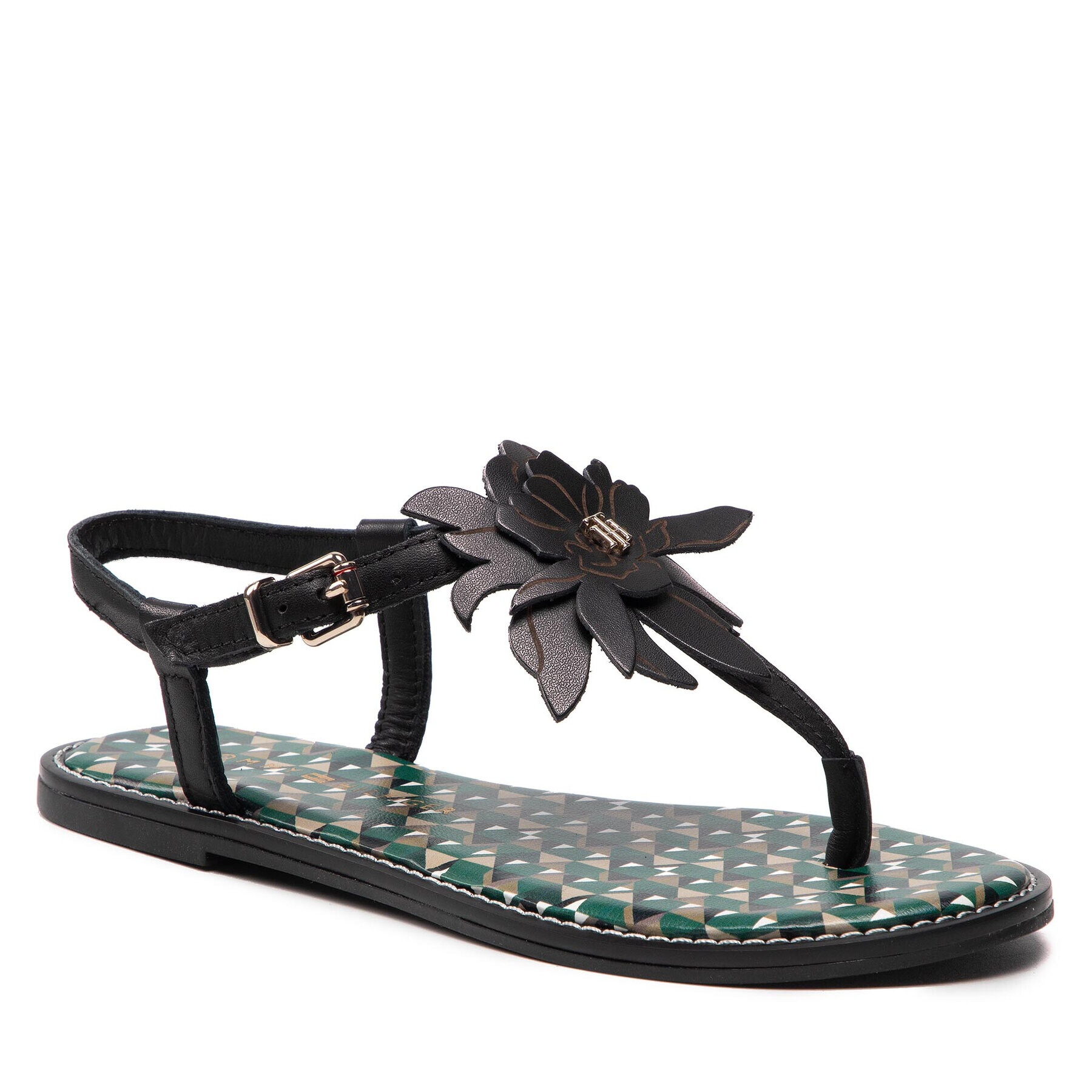 Tommy Hilfiger Szandál Th Geo Print Flat Sandal FW0FW06229 Fekete - Pepit.hu