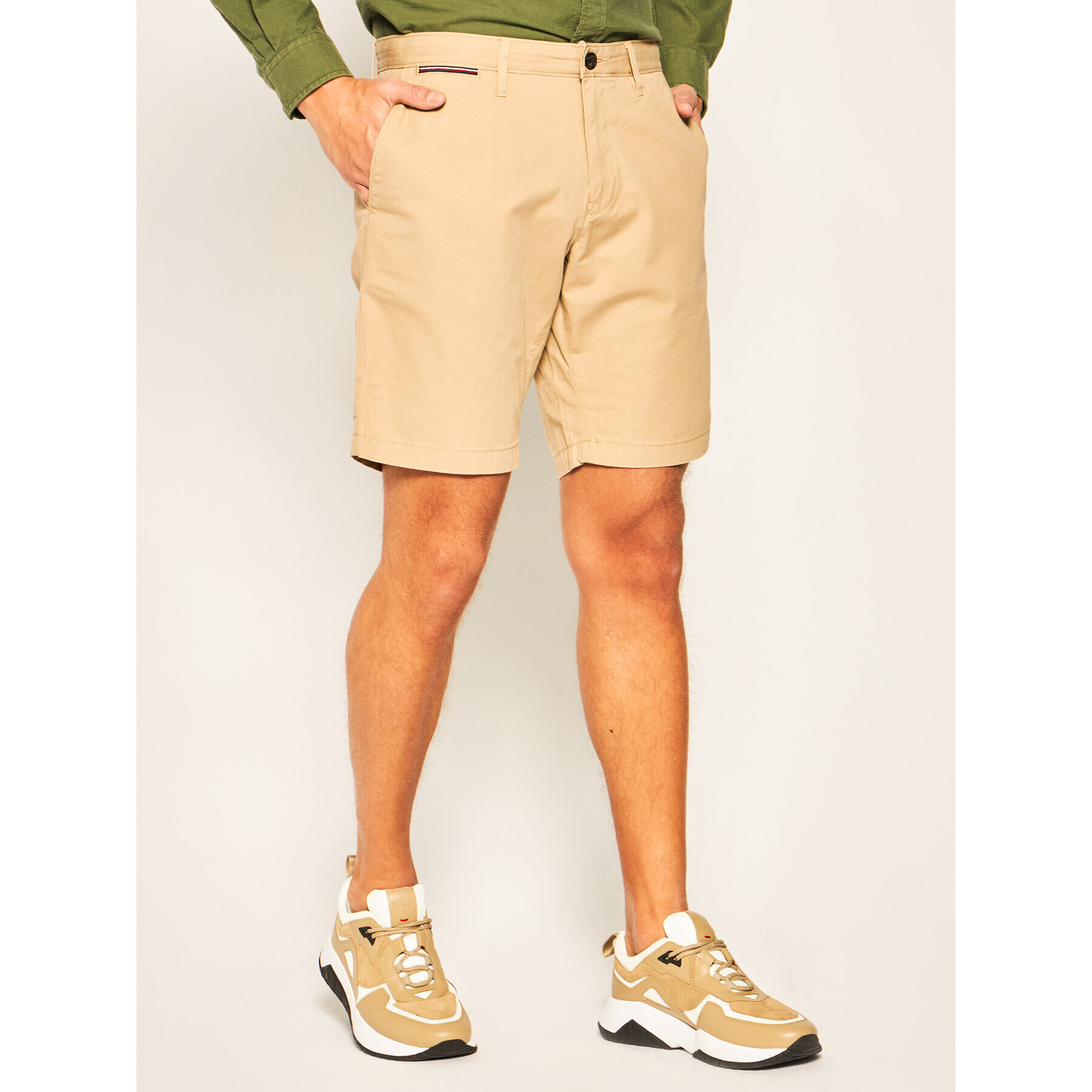 Tommy Hilfiger Szövet rövidnadrág Brooklyn Light Twill MW0MW13536 Bézs Regular Fit - Pepit.hu