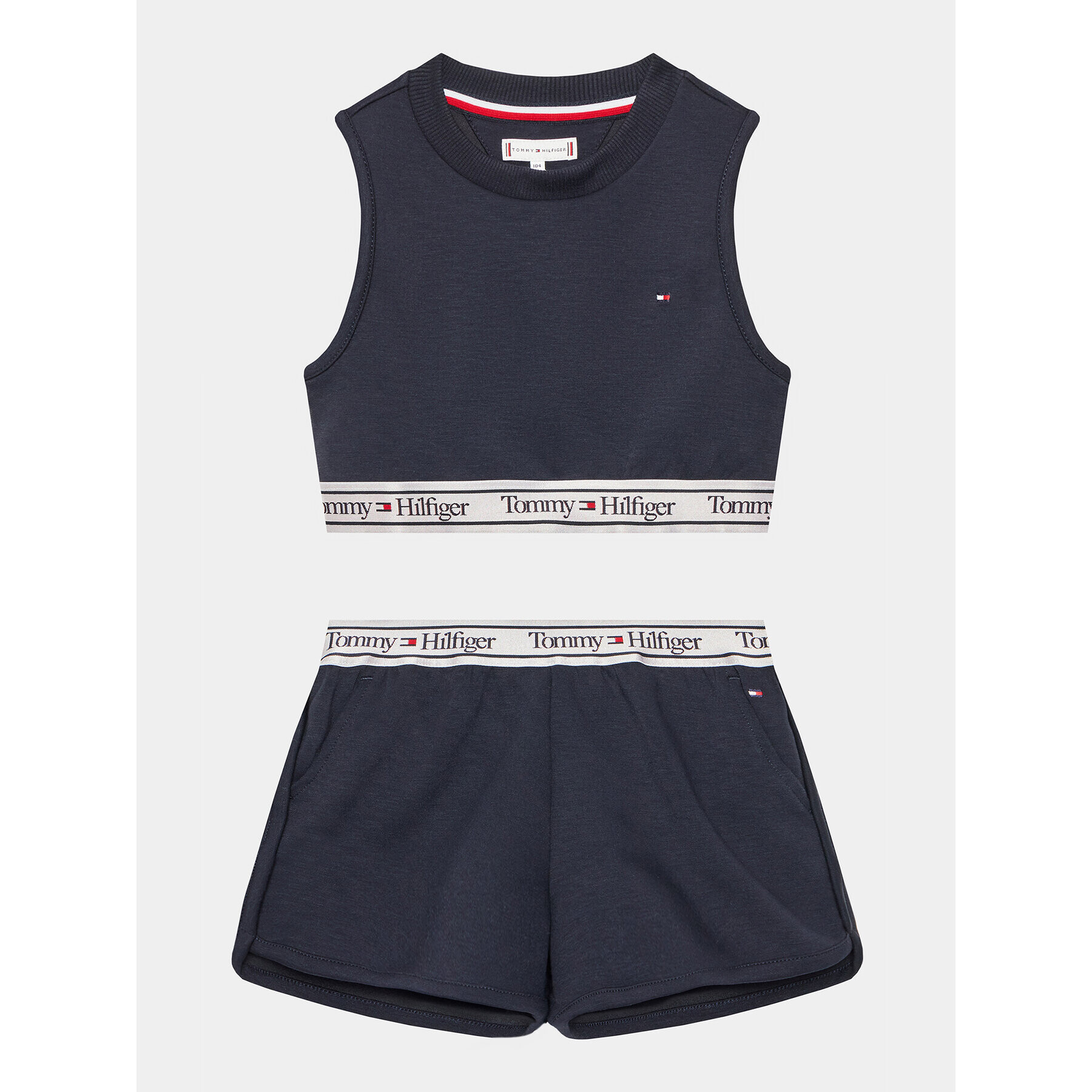 Tommy Hilfiger Szövet top és sort szett Graphic KG0KG07201 M Sötétkék Slim Fit - Pepit.hu