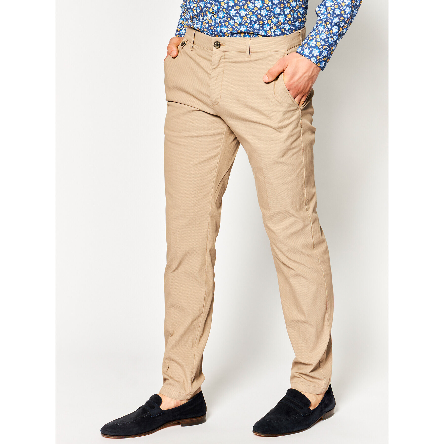 Tommy Hilfiger Tailored Szövet nadrág Flex Fks Washed TT0TT06987 Bézs Slim Fit - Pepit.hu