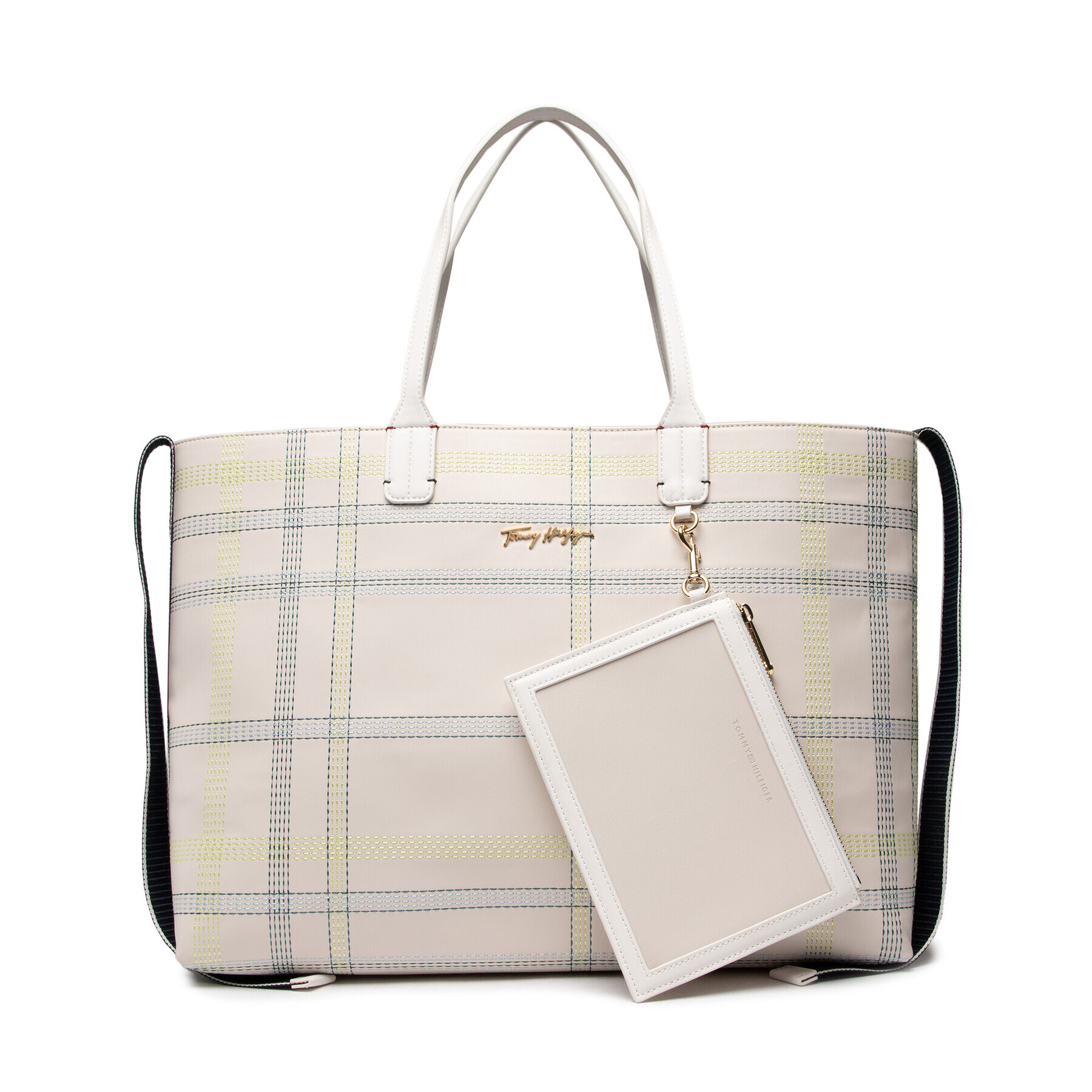 Tommy Hilfiger Táska Iconic Tommy Tote Check AW0AW12311 Bézs - Pepit.hu