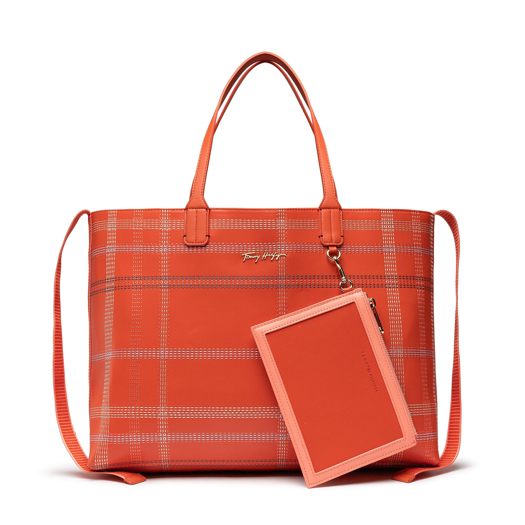 Tommy Hilfiger Táska Iconic Tommy Tote Check AW0AWI2311 Narancssárga - Pepit.hu