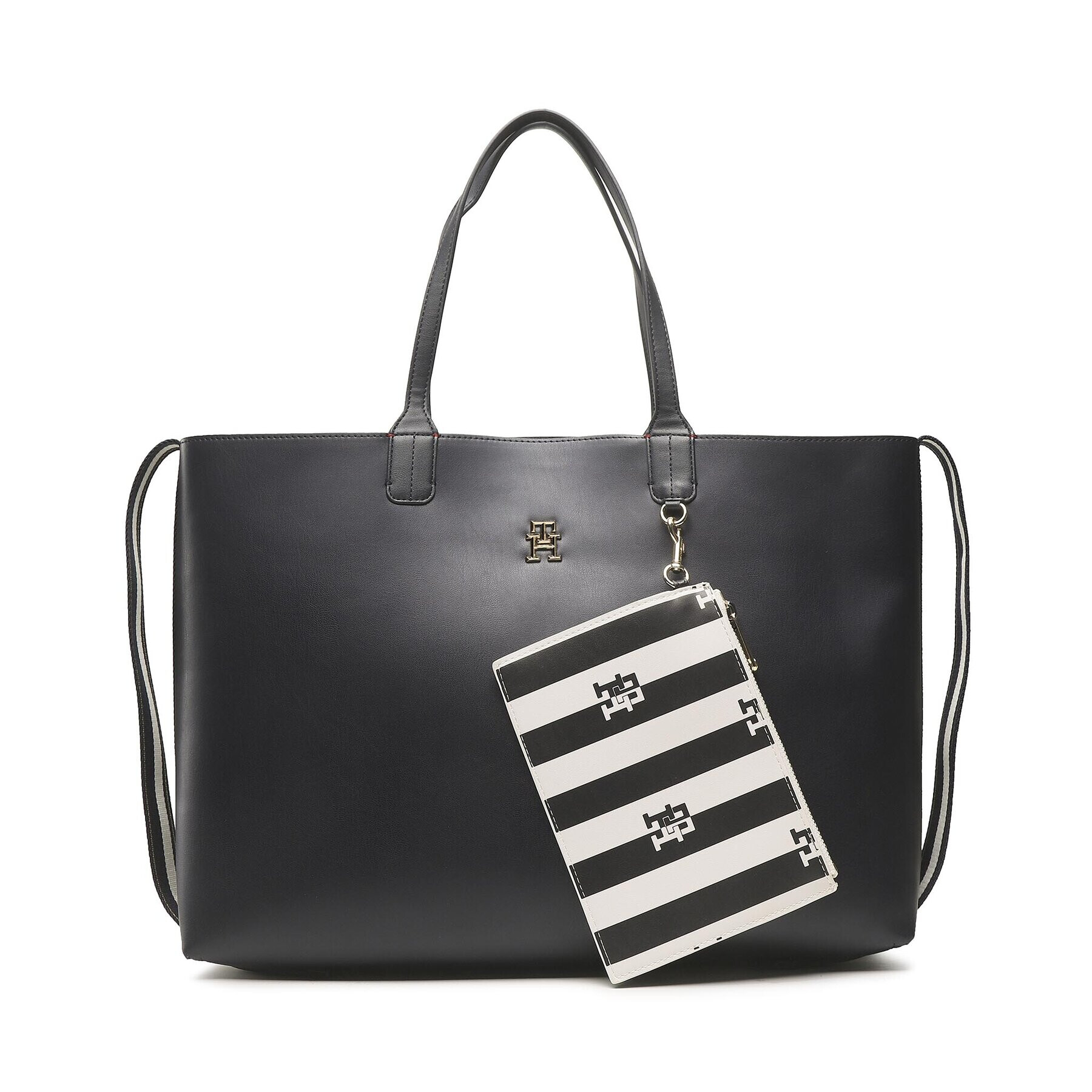 Tommy Hilfiger Táska Iconic Tommy Tote Solid Stripe AW0AW14767 Sötétkék - Pepit.hu