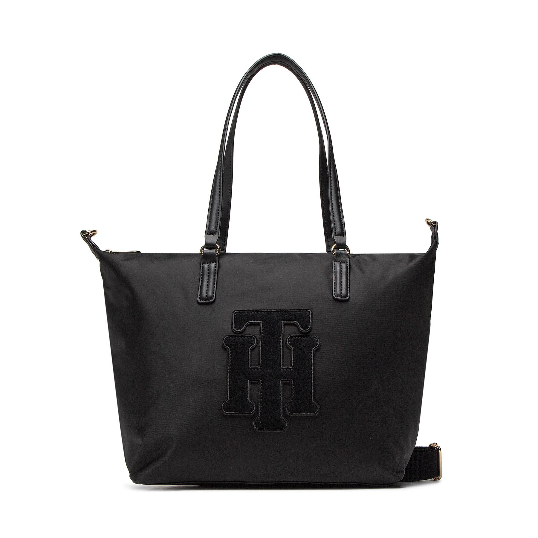 Tommy Hilfiger Táska Poppt Tote Aplique AW0AW13168 Fekete - Pepit.hu