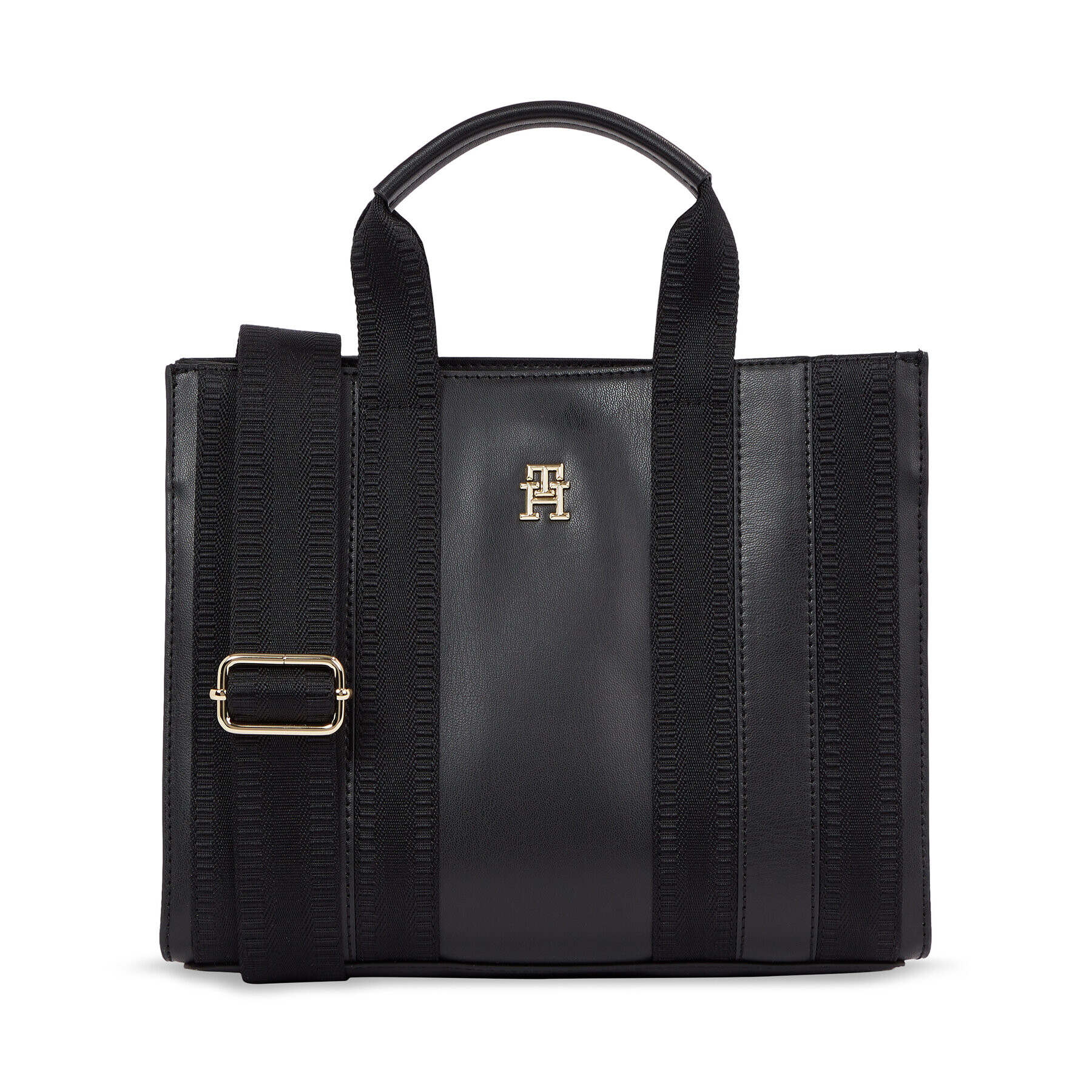 Tommy Hilfiger Táska Th Identity Small Tote AW0AW15575 Fekete - Pepit.hu