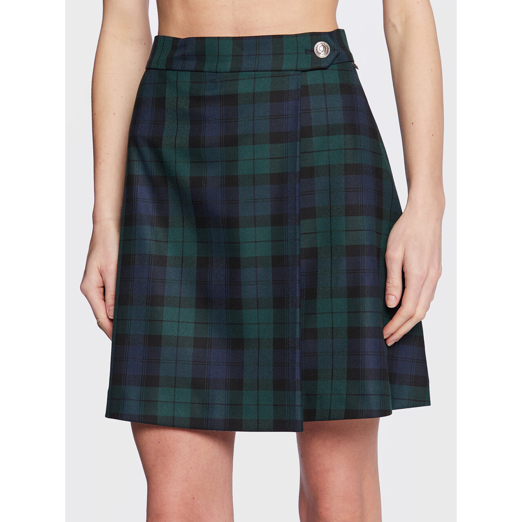 Tommy Hilfiger Trapéz szoknya Tartan WW0WW37065 Zöld Flare Fit - Pepit.hu