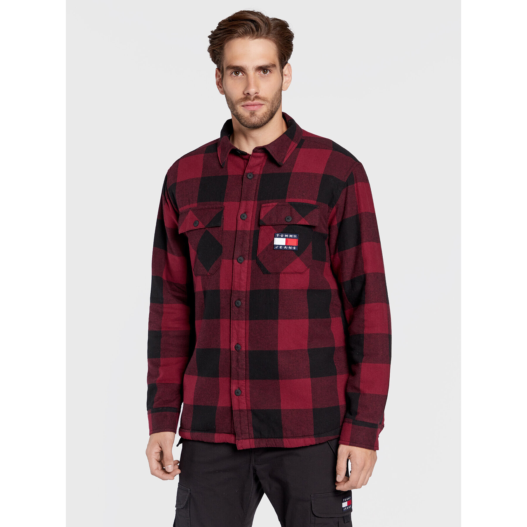 Tommy Jeans Átmeneti kabát Sherpa Flannel DM0DM15132 Bordó Regular Fit - Pepit.hu