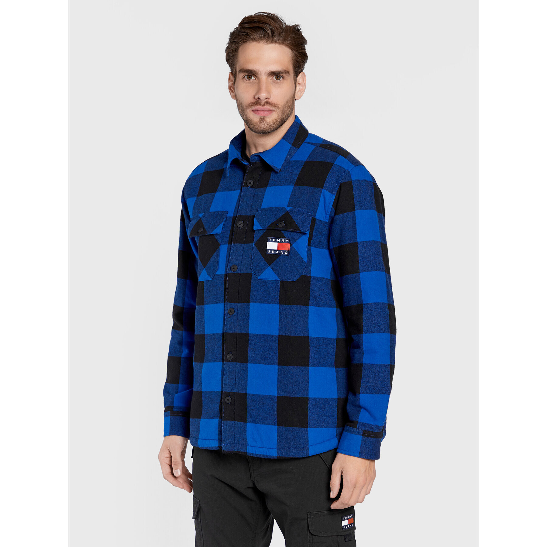 Tommy Jeans Átmeneti kabát Sherpa Flannel DM0DM15132 Sötétkék Regular Fit - Pepit.hu