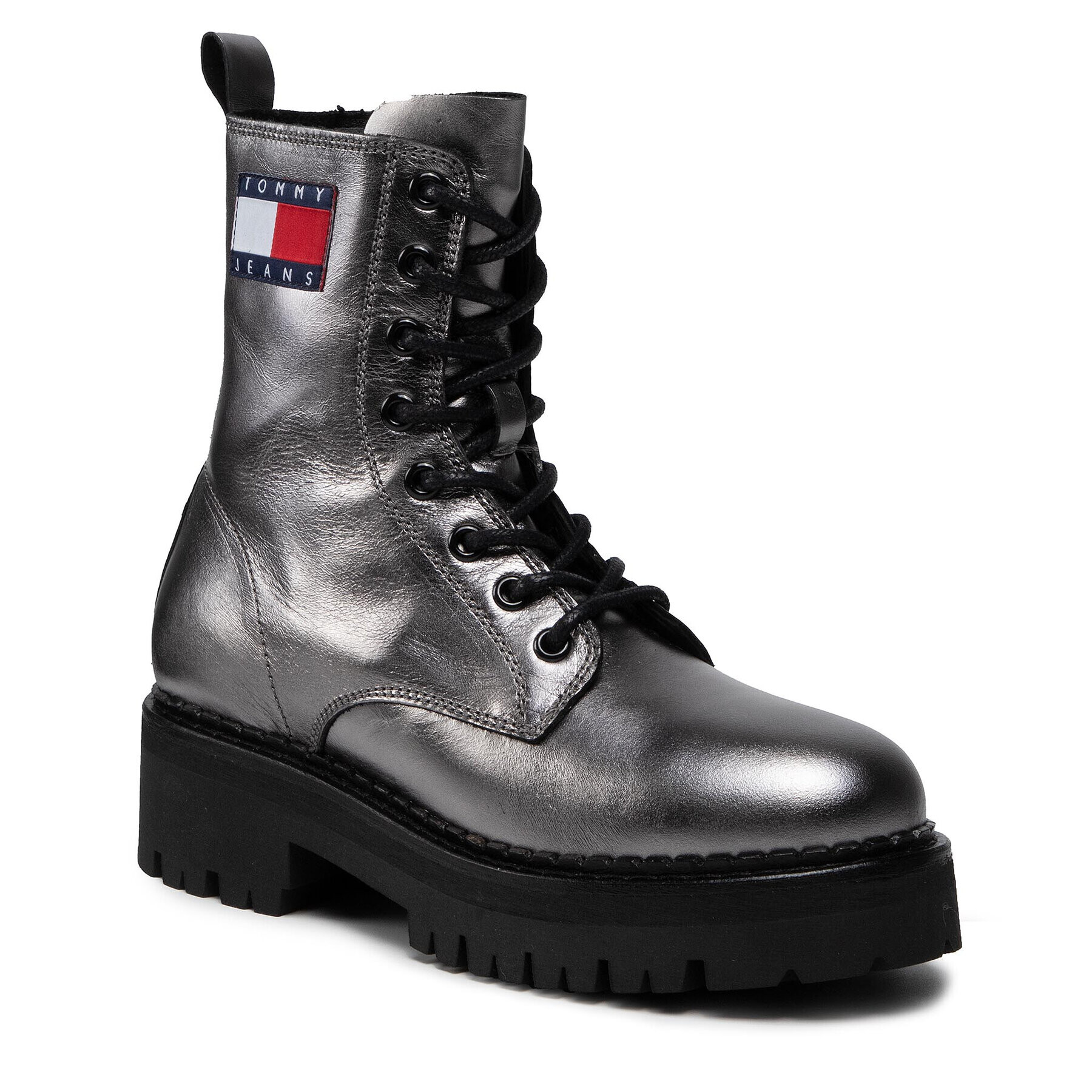 Tommy Jeans Bakancs Metallic Lace Up Boot EN0EN01604 Szürke - Pepit.hu