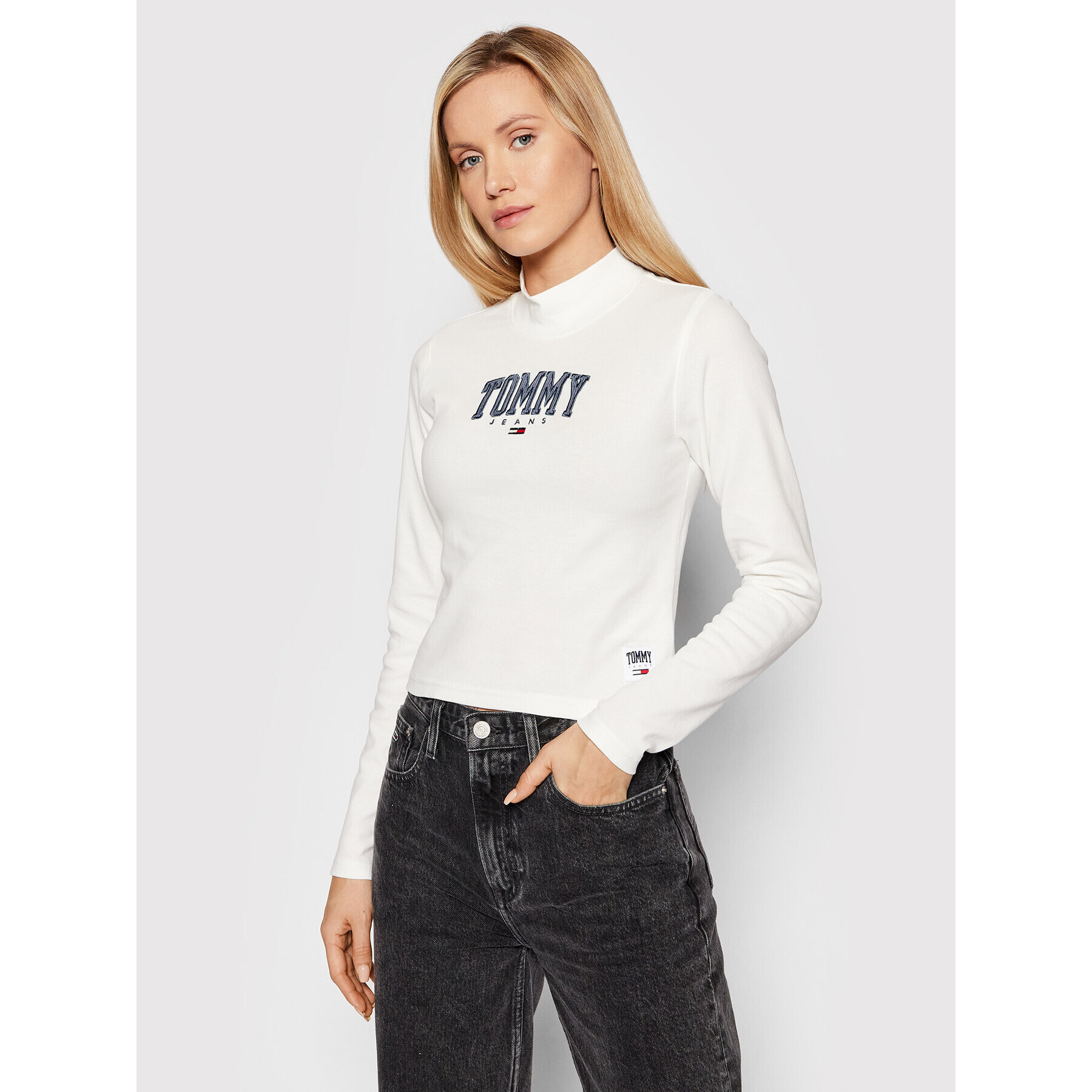 Tommy Jeans Blúz Baby DW0DW12112 Fehér Cropped Fit - Pepit.hu