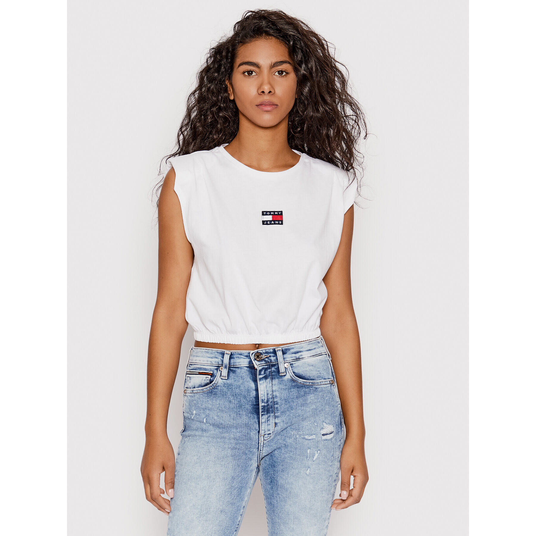 Tommy Jeans Blúz DW0DW12609 Fehér Cropped Fit - Pepit.hu